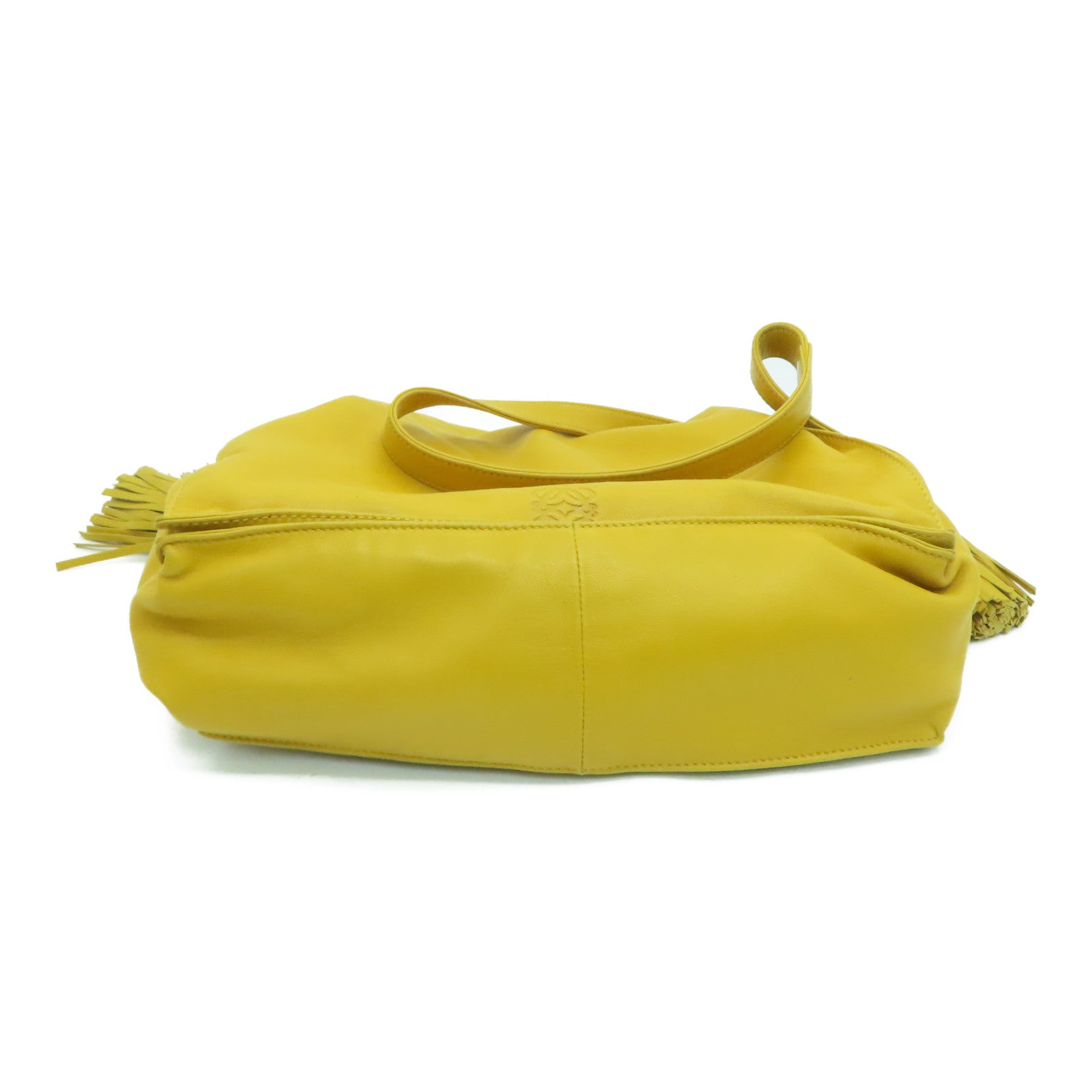 LOEWE [Sharp Discount] Sheepskin Leather Bolso Flamenco 30 Silver Buckle Shoulder Bag Mustard Color