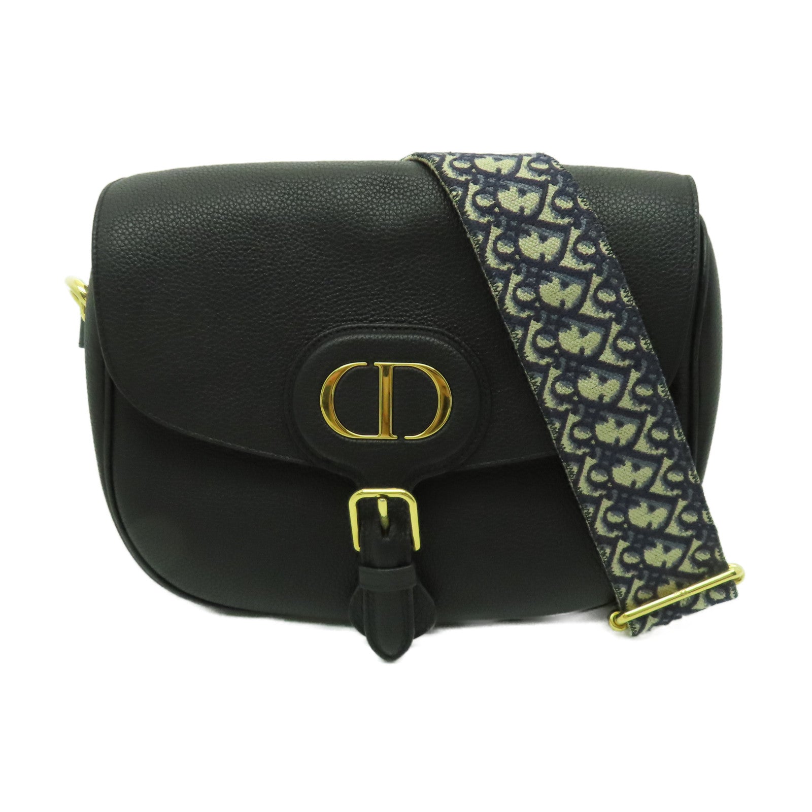 Dior 牛皮皮革Bobby金扣肩背袋黑色