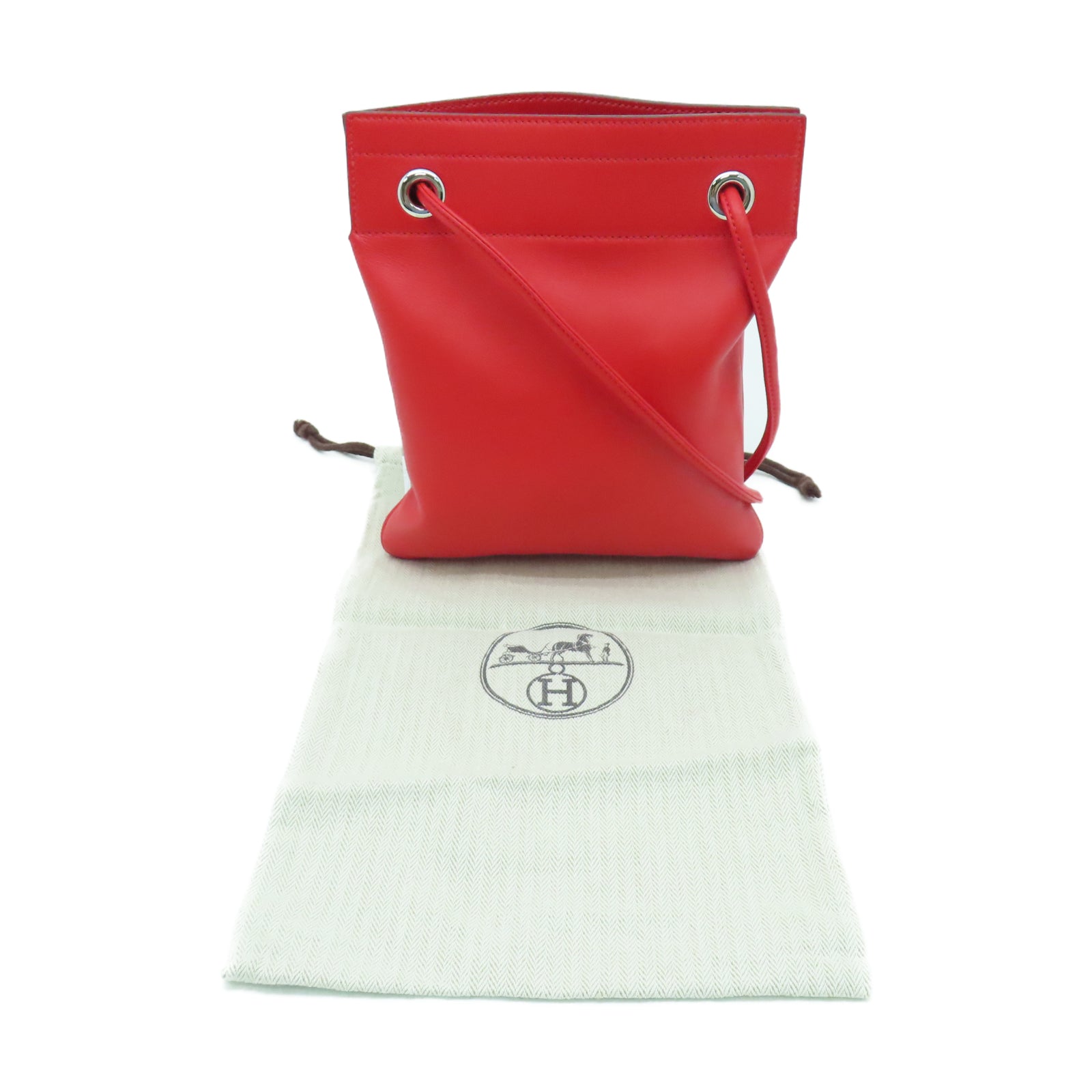 HERMES Veau Swift皮革Aline Mini銀扣肩背袋心紅色