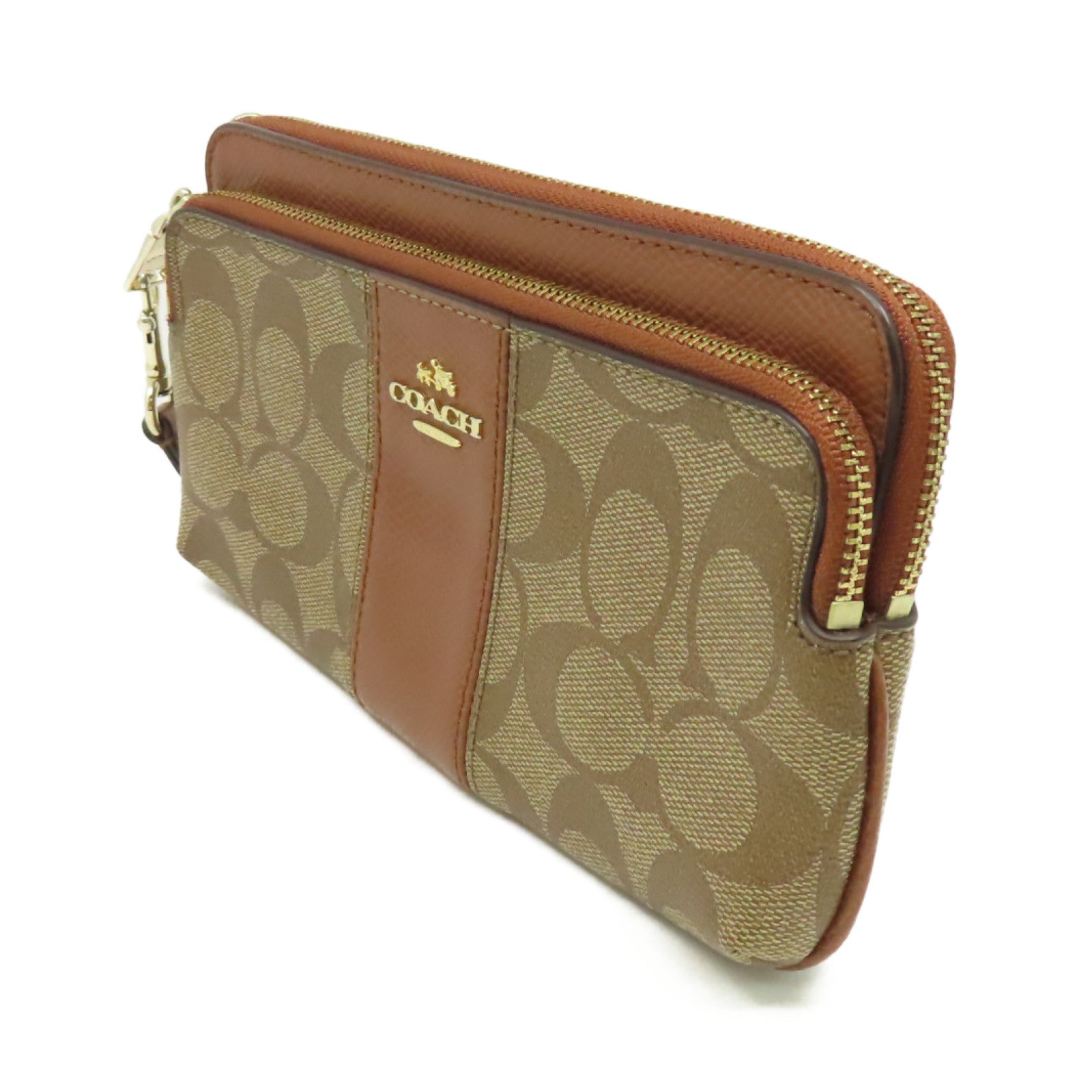 COACH 【激減優惠】塗層帆布Zipper Pouch Long Wallet手拿錢包啡色