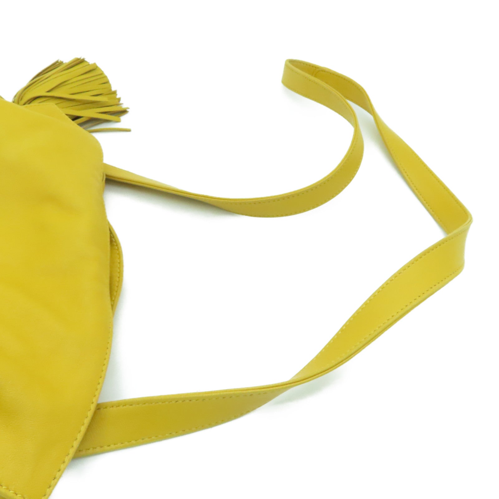 LOEWE [Sharp Discount] Sheepskin Leather Bolso Flamenco 30 Silver Buckle Shoulder Bag Mustard Color
