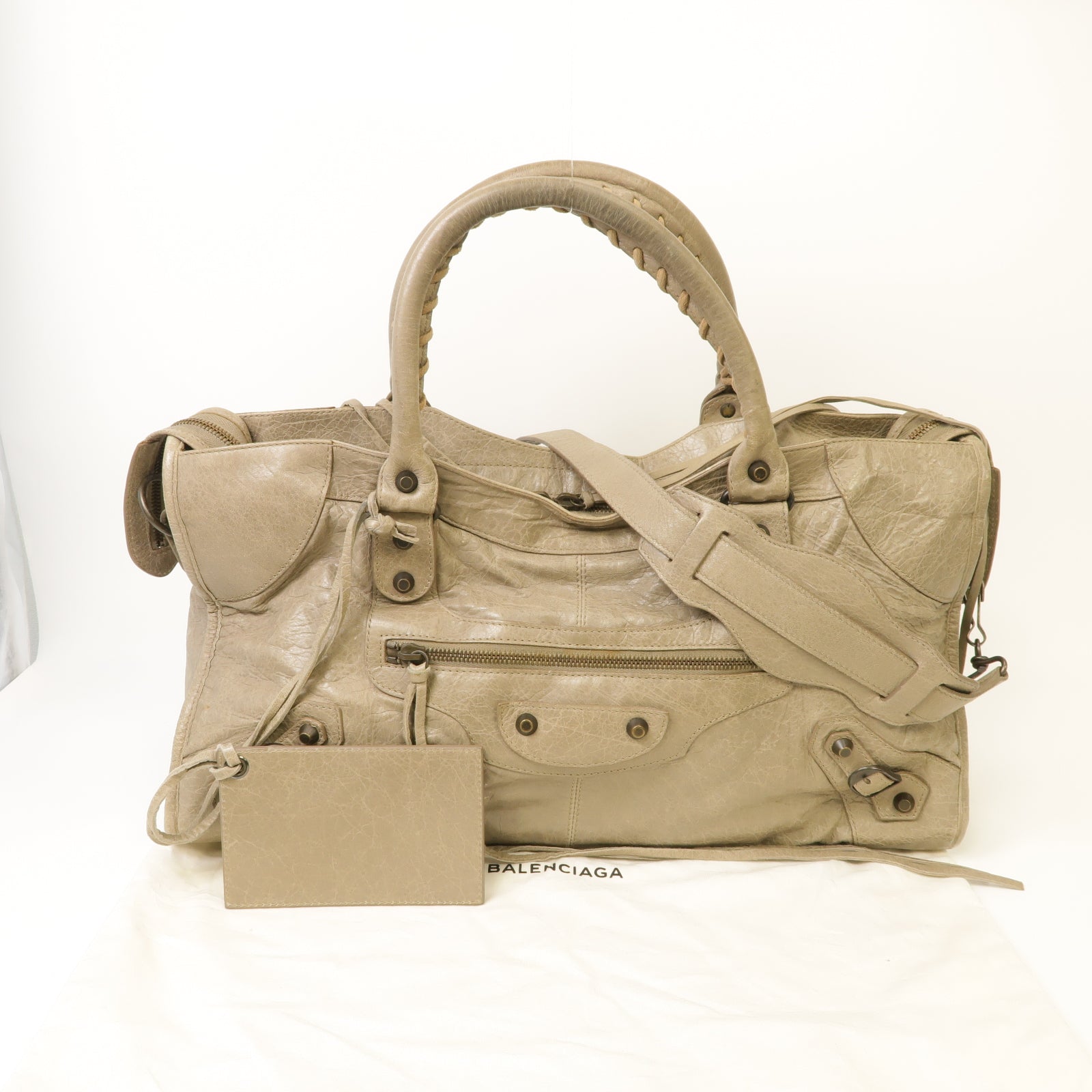 BALENCIAGA 牛皮皮革Part Time金扣手挽肩背兩用袋灰色
