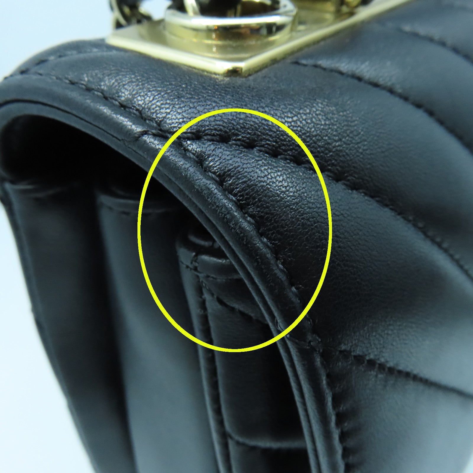 CHANEL 斜紋羊皮皮革Small Trendy CC Bag金扣手挽肩背兩用袋黑色