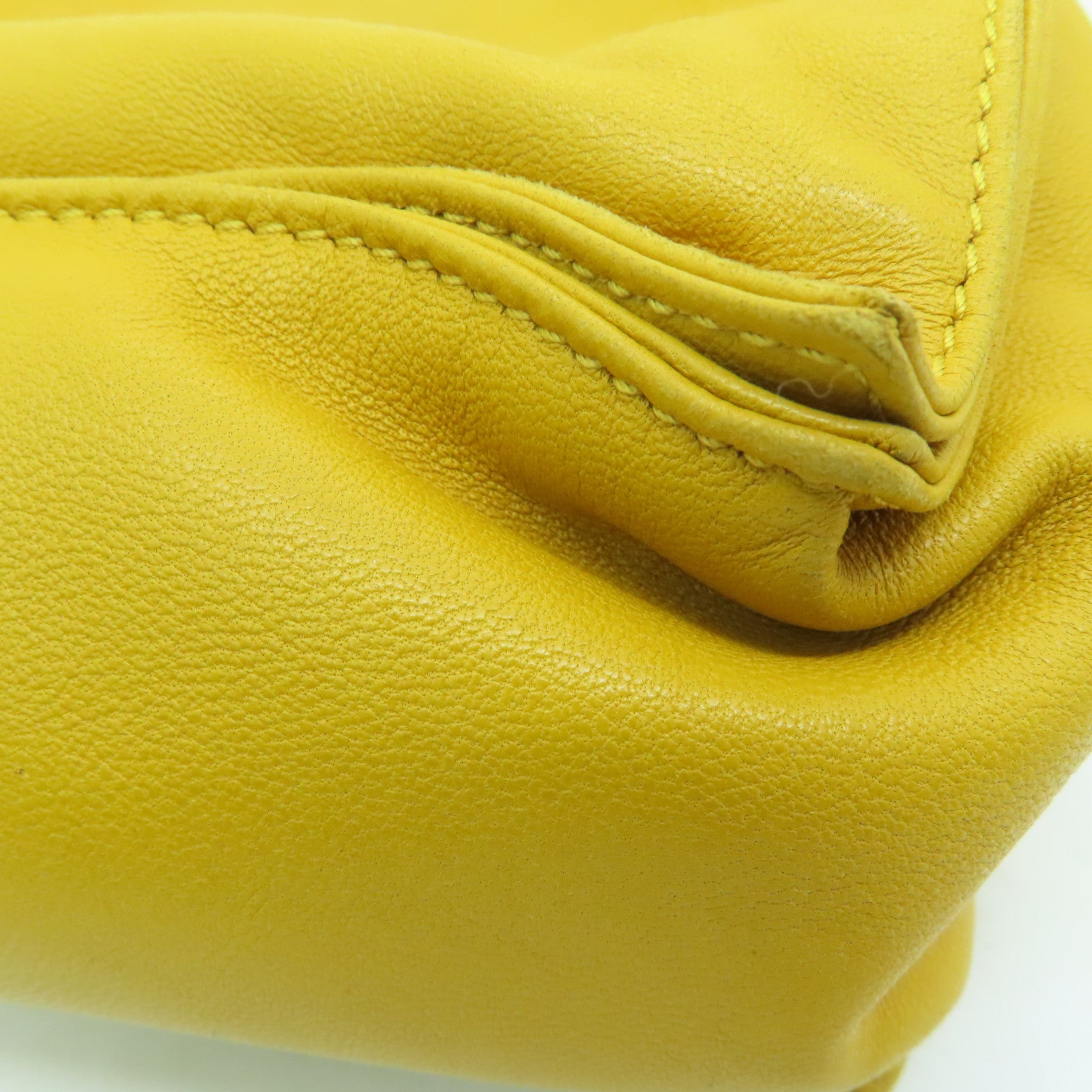 LOEWE [Sharp Discount] Sheepskin Leather Bolso Flamenco 30 Silver Buckle Shoulder Bag Mustard Color