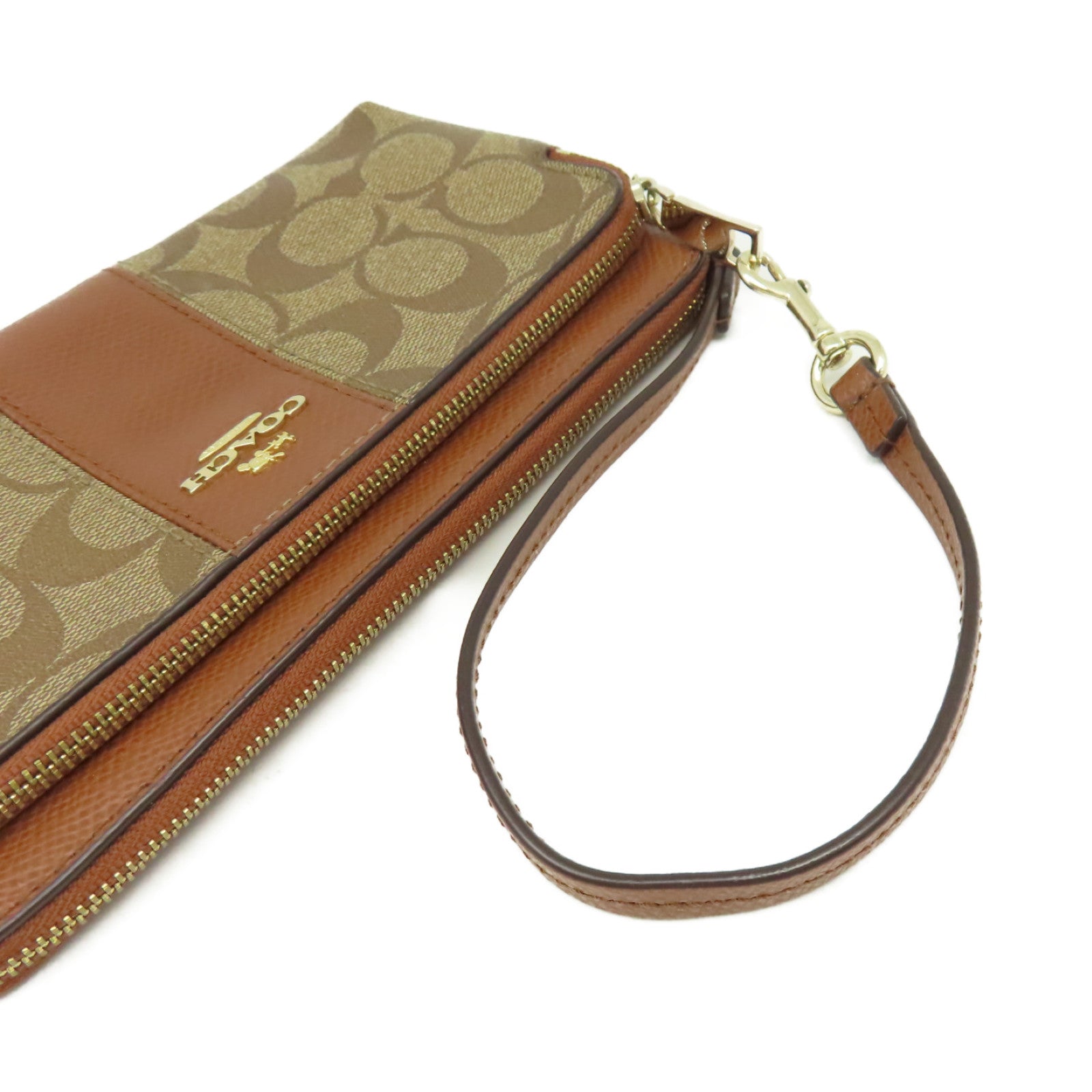COACH 【激減優惠】塗層帆布Zipper Pouch Long Wallet手拿錢包啡色