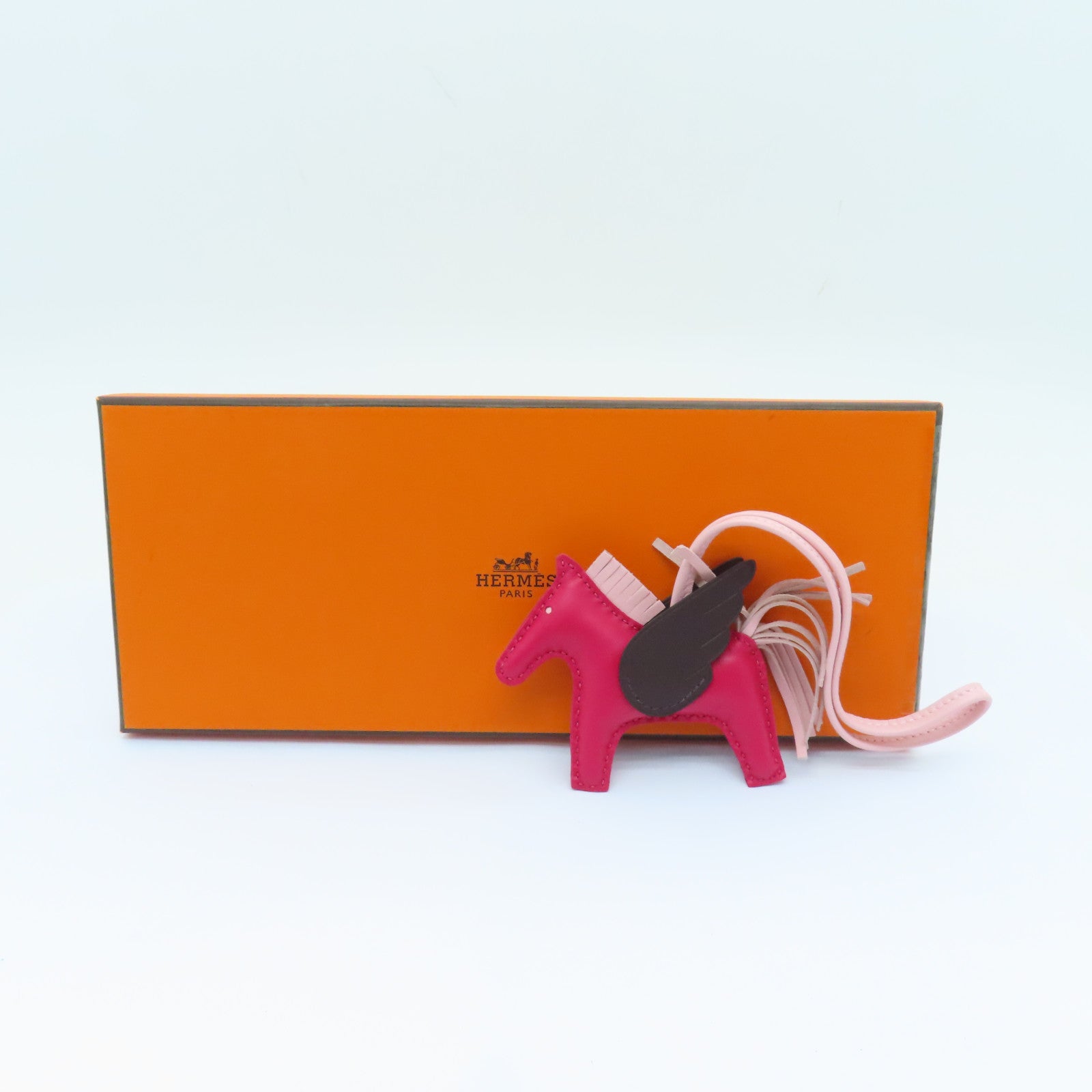 HERMES Swift皮革Pegase Rodeo PM掛飾Rose Mexico粉紅色/啡色