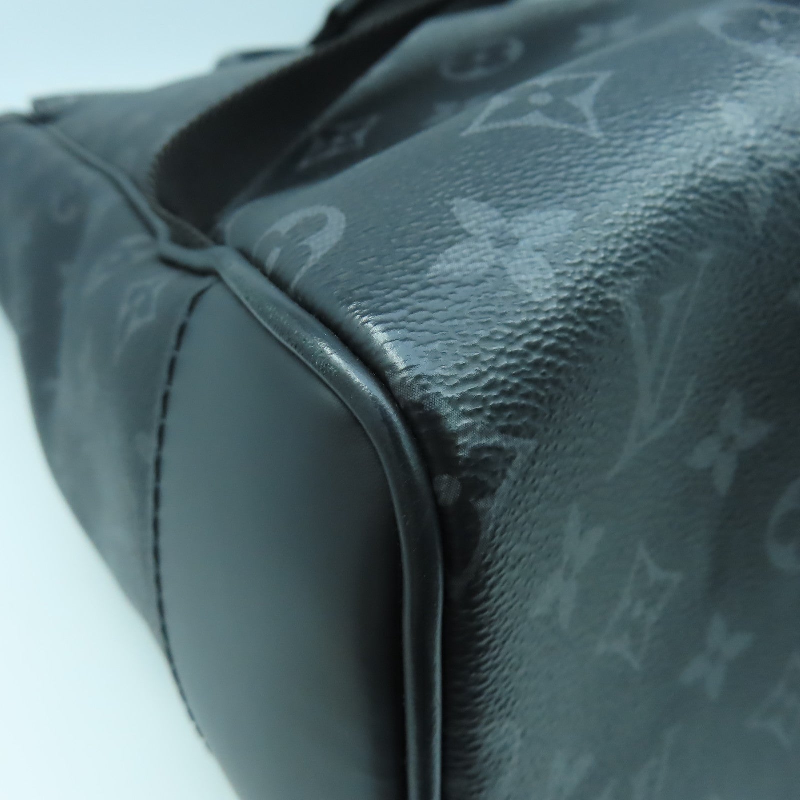 LOUIS VUITTON Monogram Eclipse Steamer銀扣背包黑色/灰色