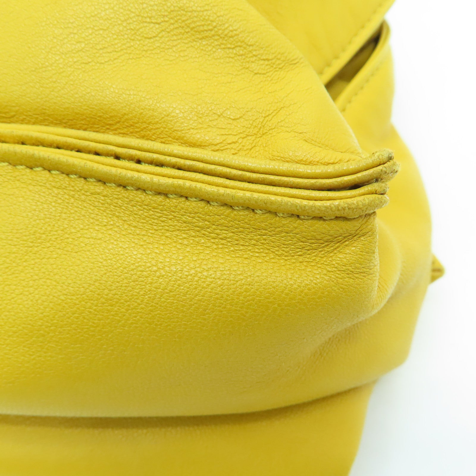 LOEWE [Sharp Discount] Sheepskin Leather Bolso Flamenco 30 Silver Buckle Shoulder Bag Mustard Color