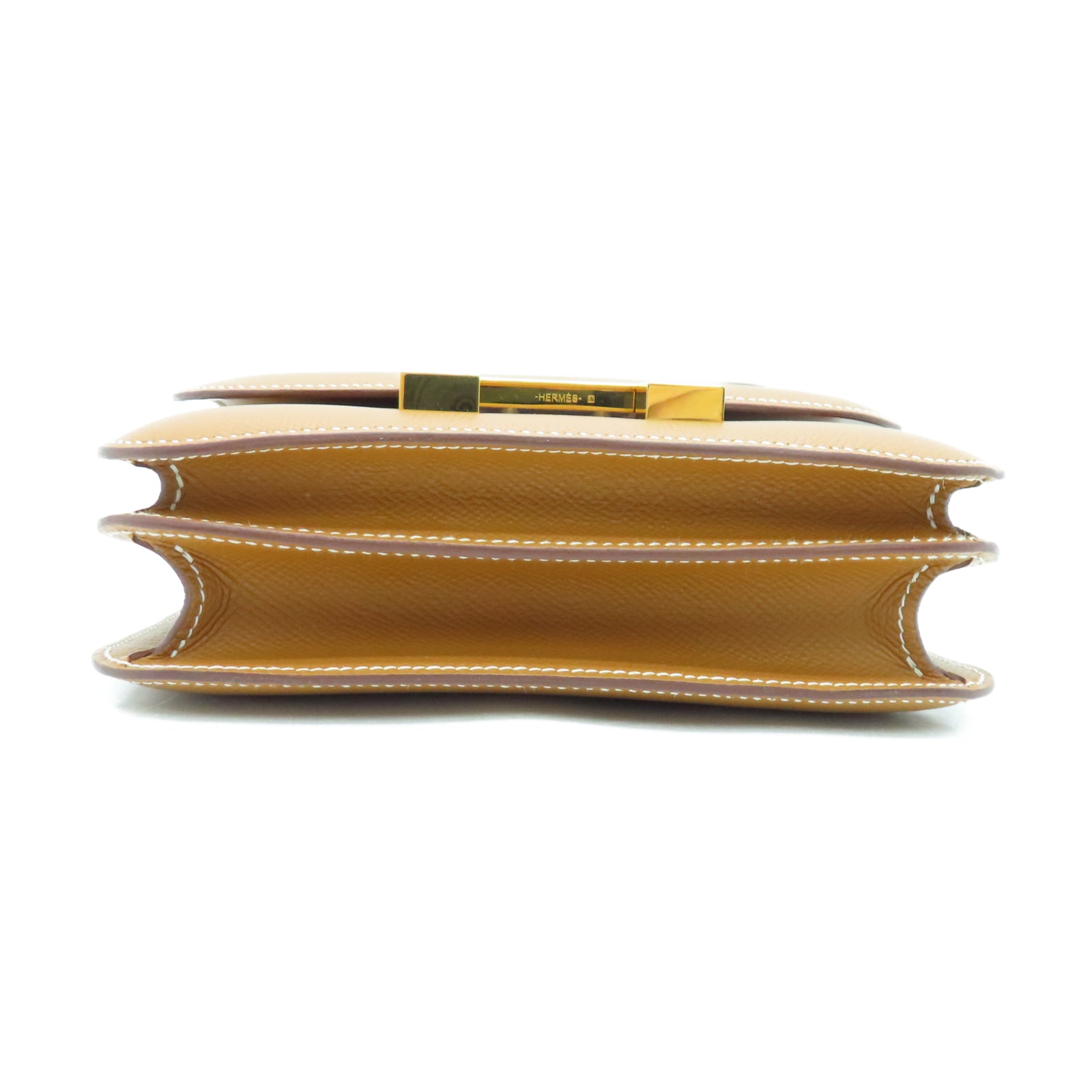 HERMES Veau Epsom皮革Constance Mini金扣肩背袋棕色