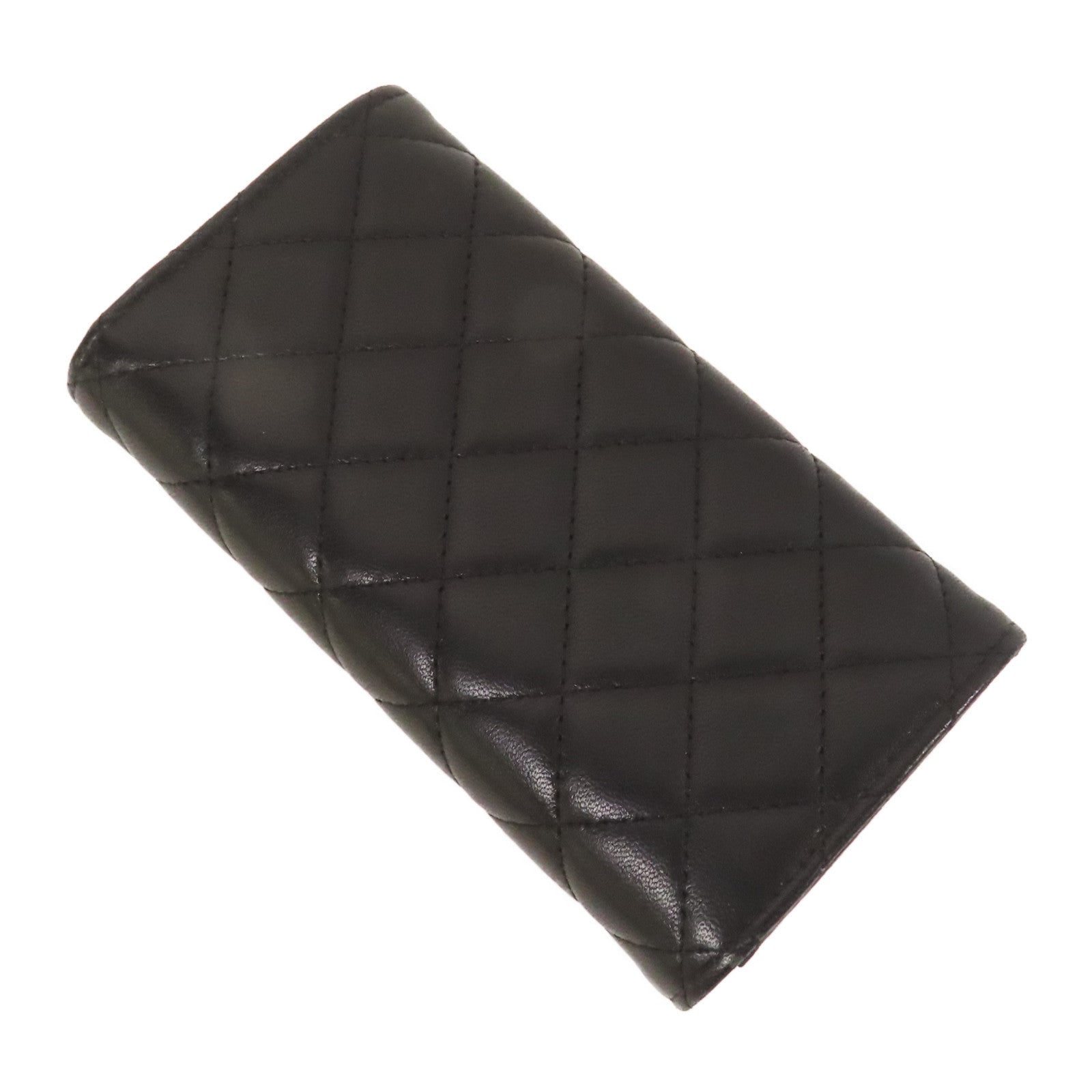 CHANEL 菱格羊皮皮革Wallet金扣錢包黑色