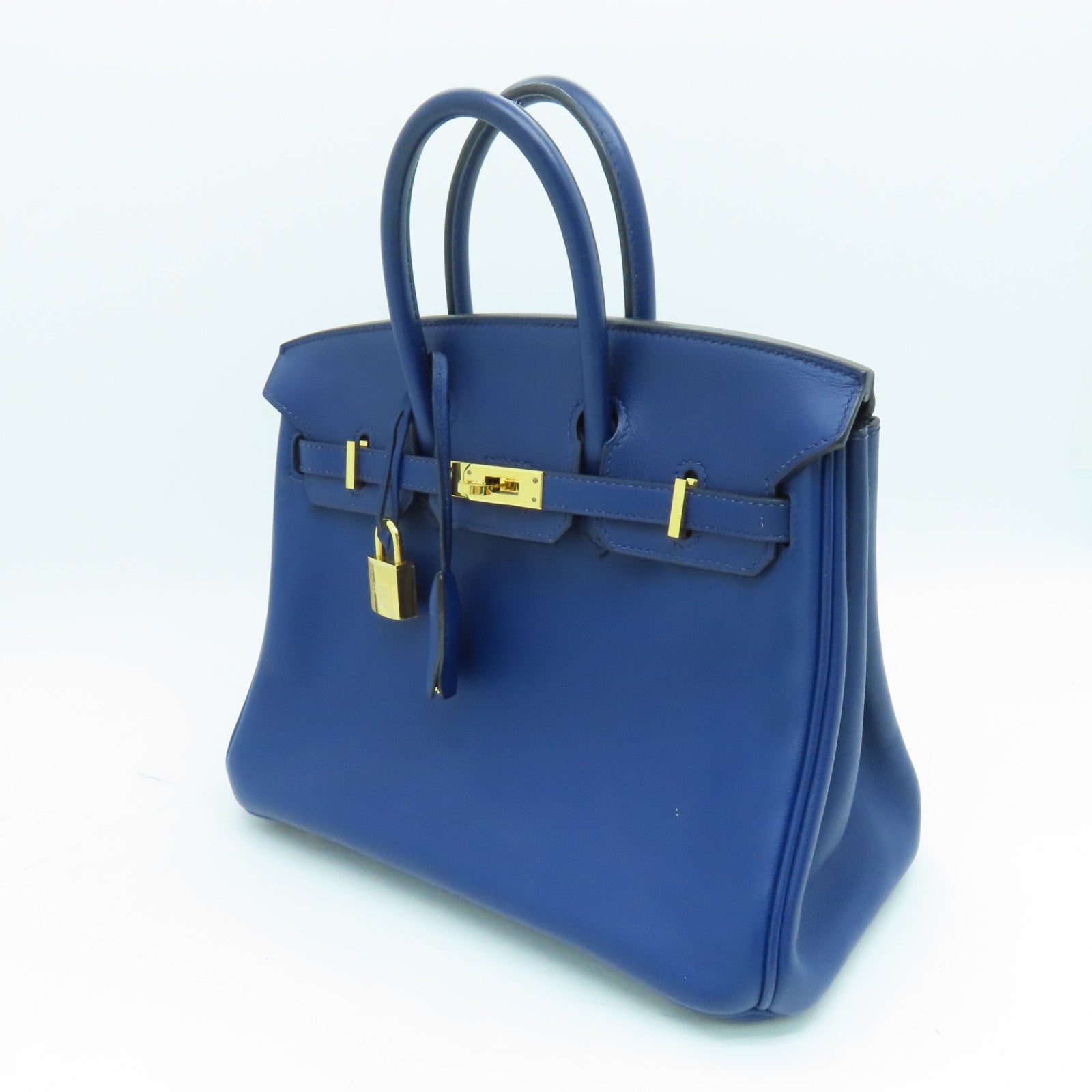 HERMES Swift皮革Birkin 25金扣手挽袋藍色