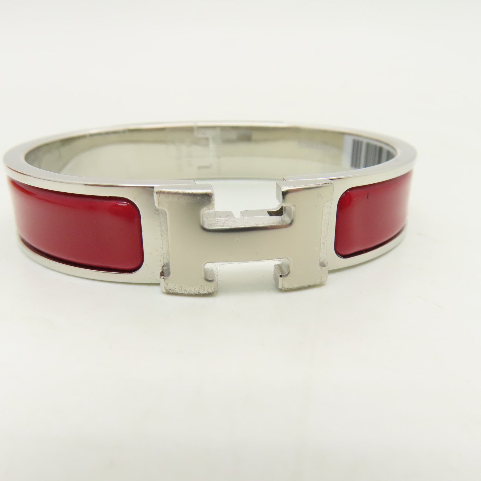 HERMES 金屬Clic H Bracelet手鐲正紅色/銀色#16cm