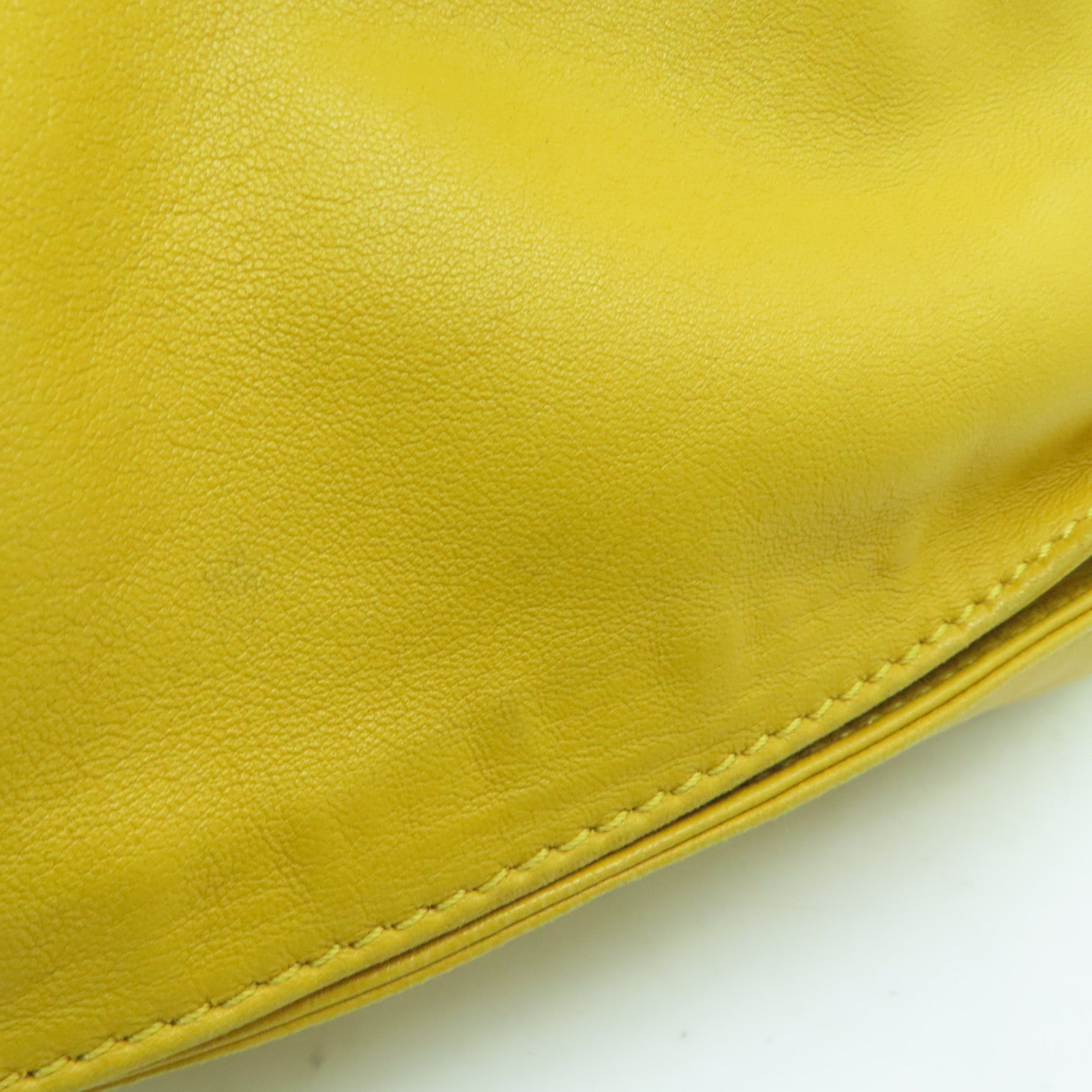 LOEWE [Sharp Discount] Sheepskin Leather Bolso Flamenco 30 Silver Buckle Shoulder Bag Mustard Color