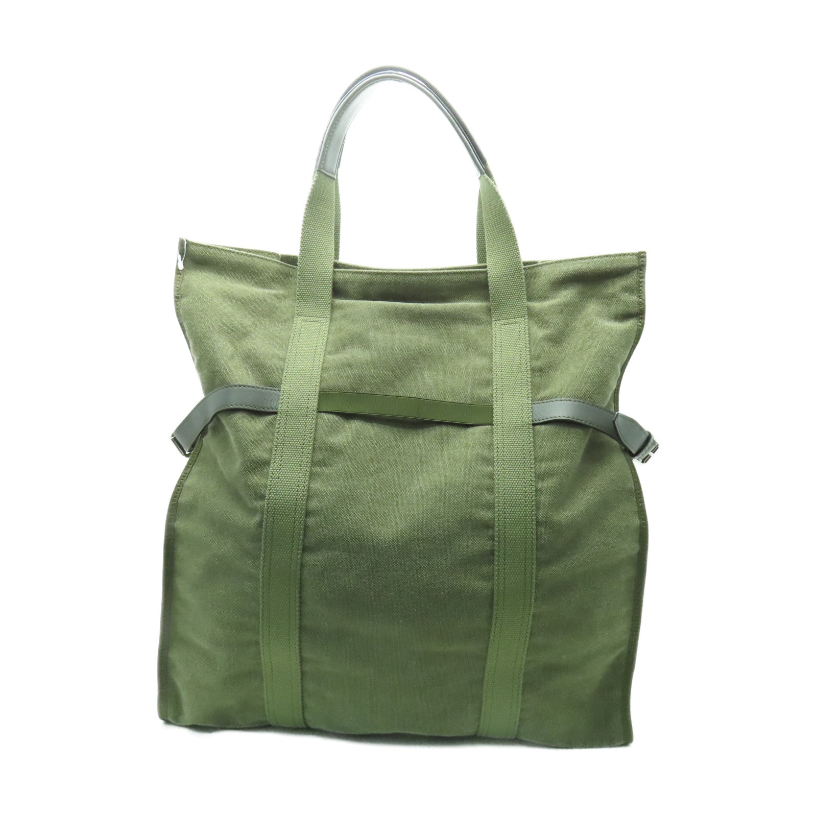 Valentino 帆布Tote Bag銀扣手挽袋綠色