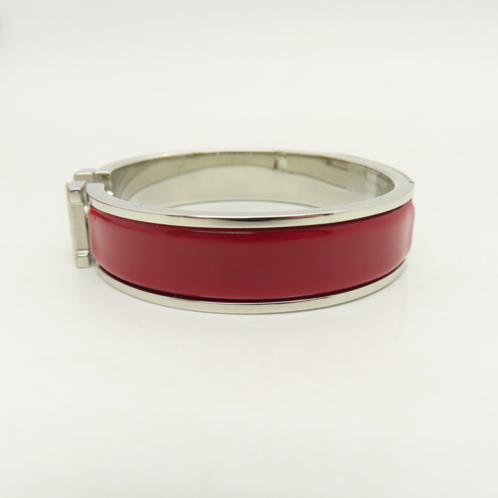 HERMES 金屬Clic H Bracelet手鐲正紅色/銀色#16cm