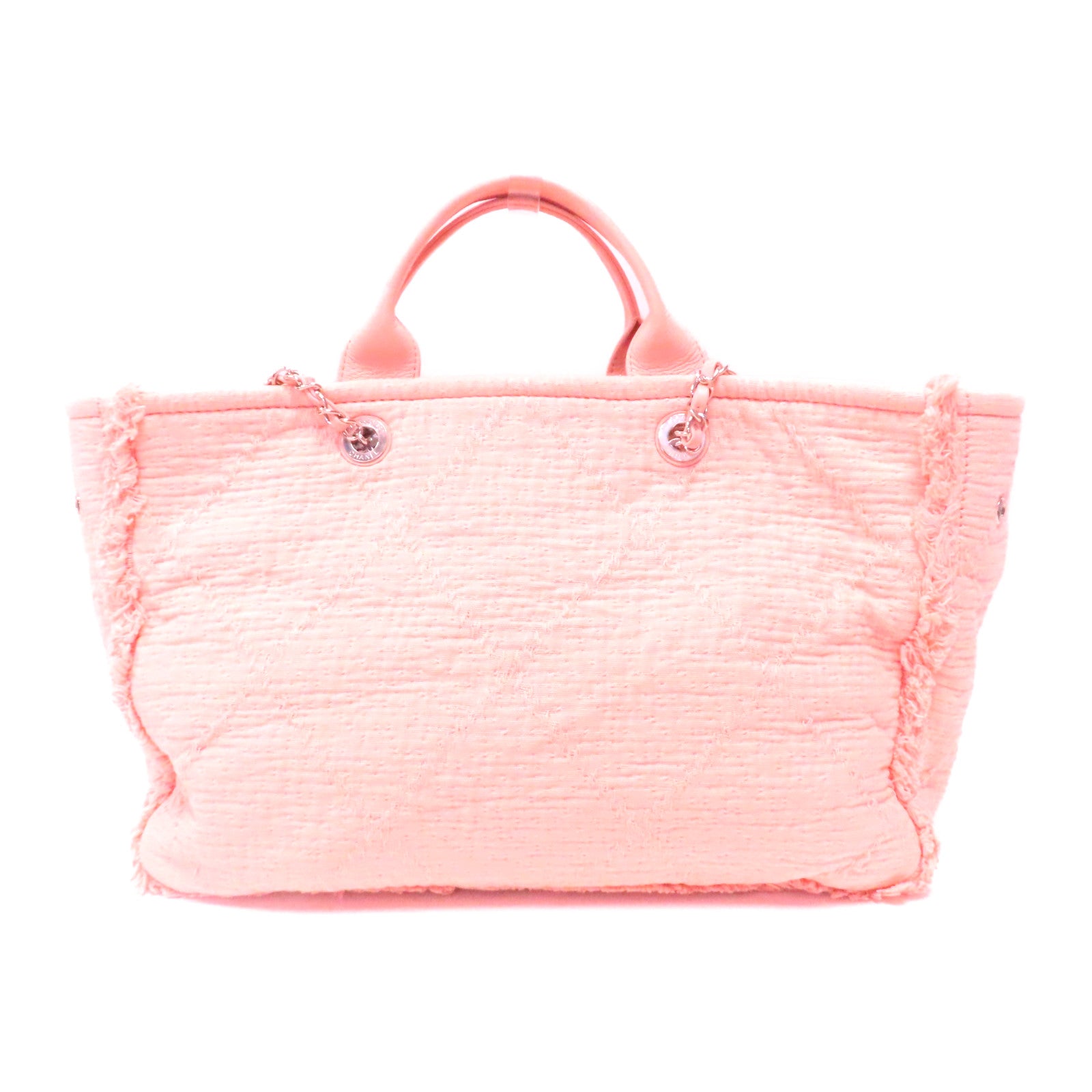 CHANEL 帆布2way Shoulder銀扣手挽肩背兩用袋粉紅色
