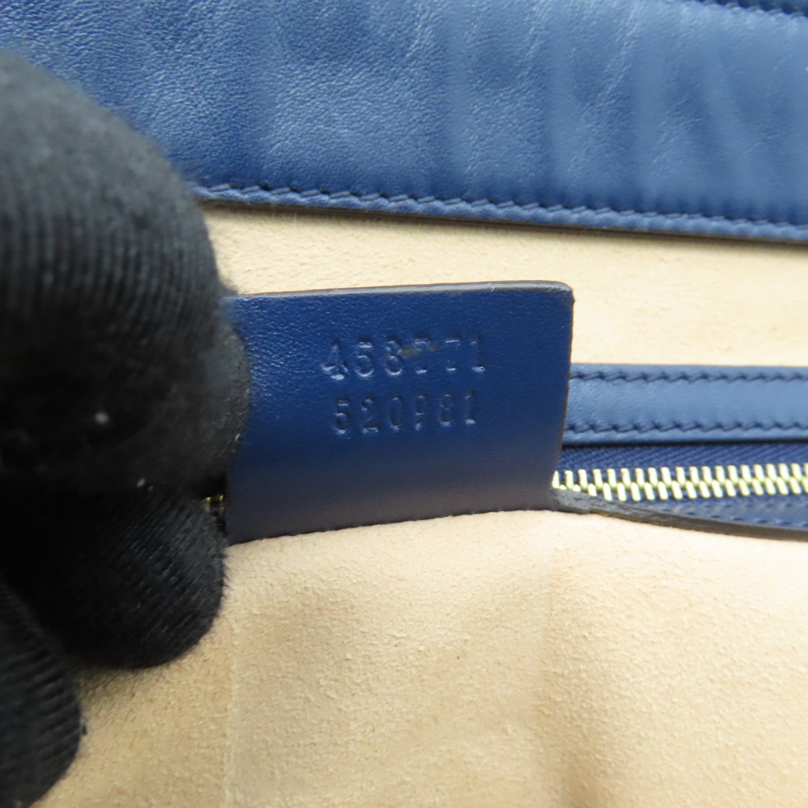 GUCCI 牛皮皮革Tote Bag金扣手挽袋藍色