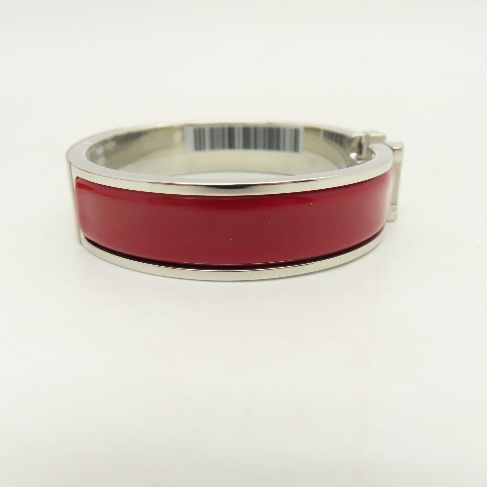 HERMES 金屬Clic H Bracelet手鐲正紅色/銀色#16cm