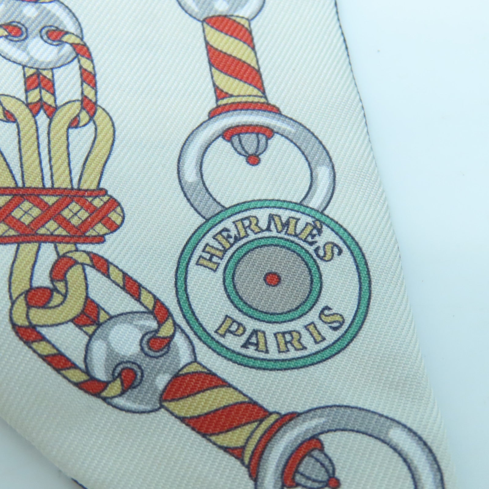 HERMES Silk Twilly Scarf Dark Blue/White