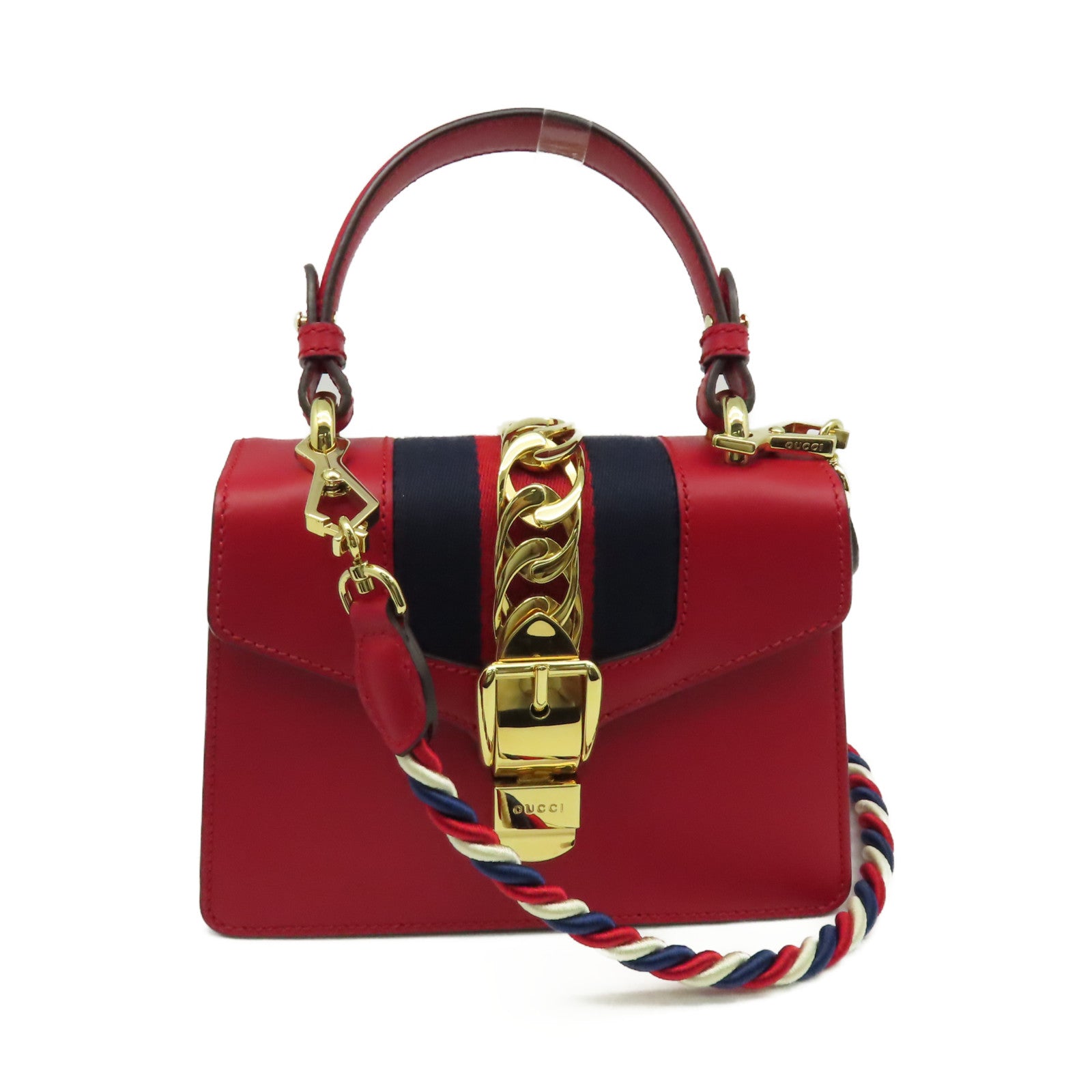 GUCCI 牛皮皮革Sylvie 2Way Shoulder Bag手挽肩背兩用袋紅色
