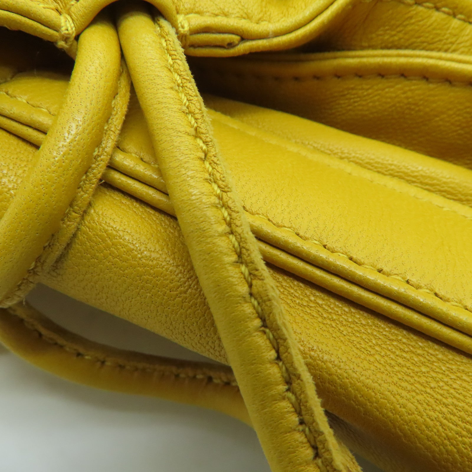 LOEWE [Sharp Discount] Sheepskin Leather Bolso Flamenco 30 Silver Buckle Shoulder Bag Mustard Color