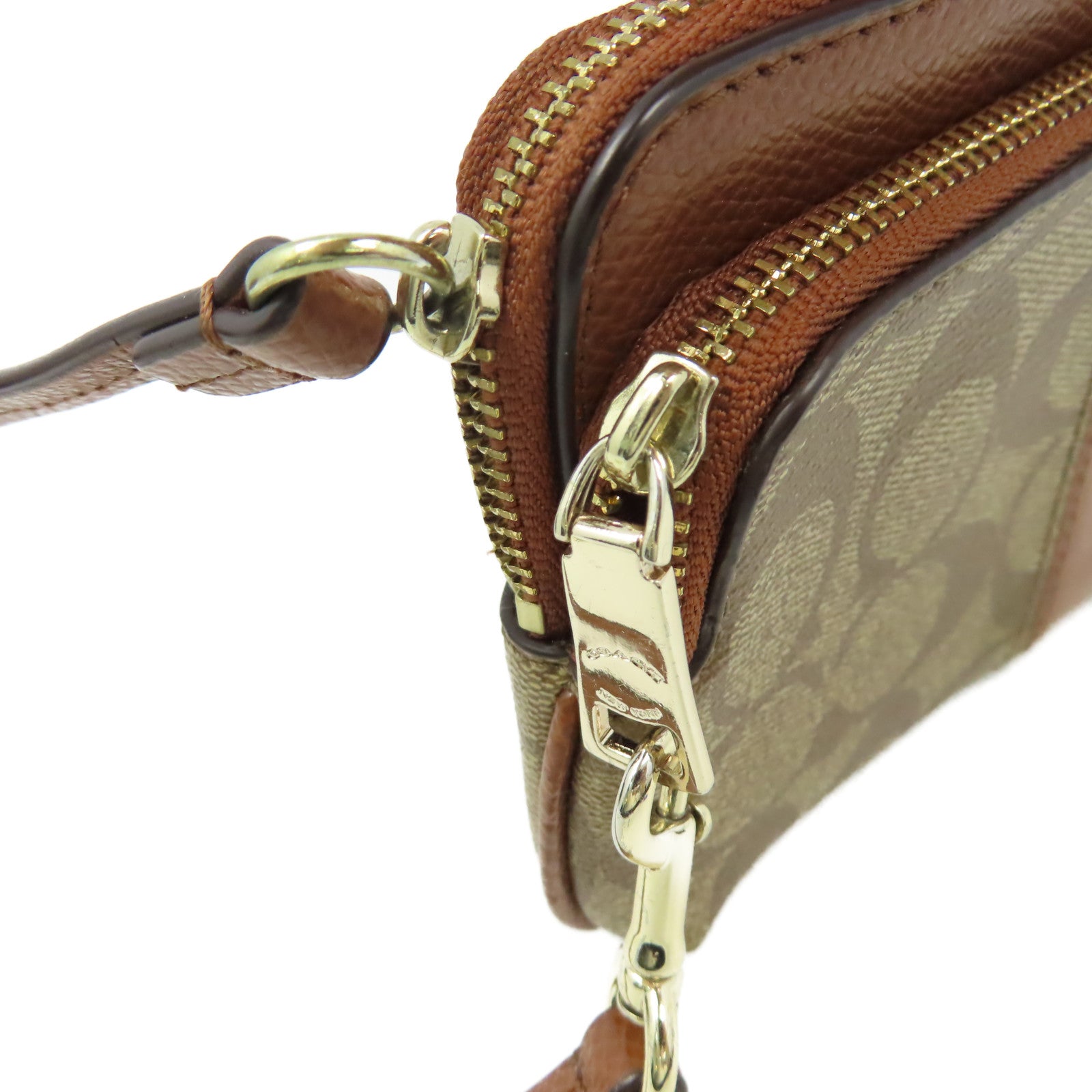 COACH 【激減優惠】塗層帆布Zipper Pouch Long Wallet手拿錢包啡色