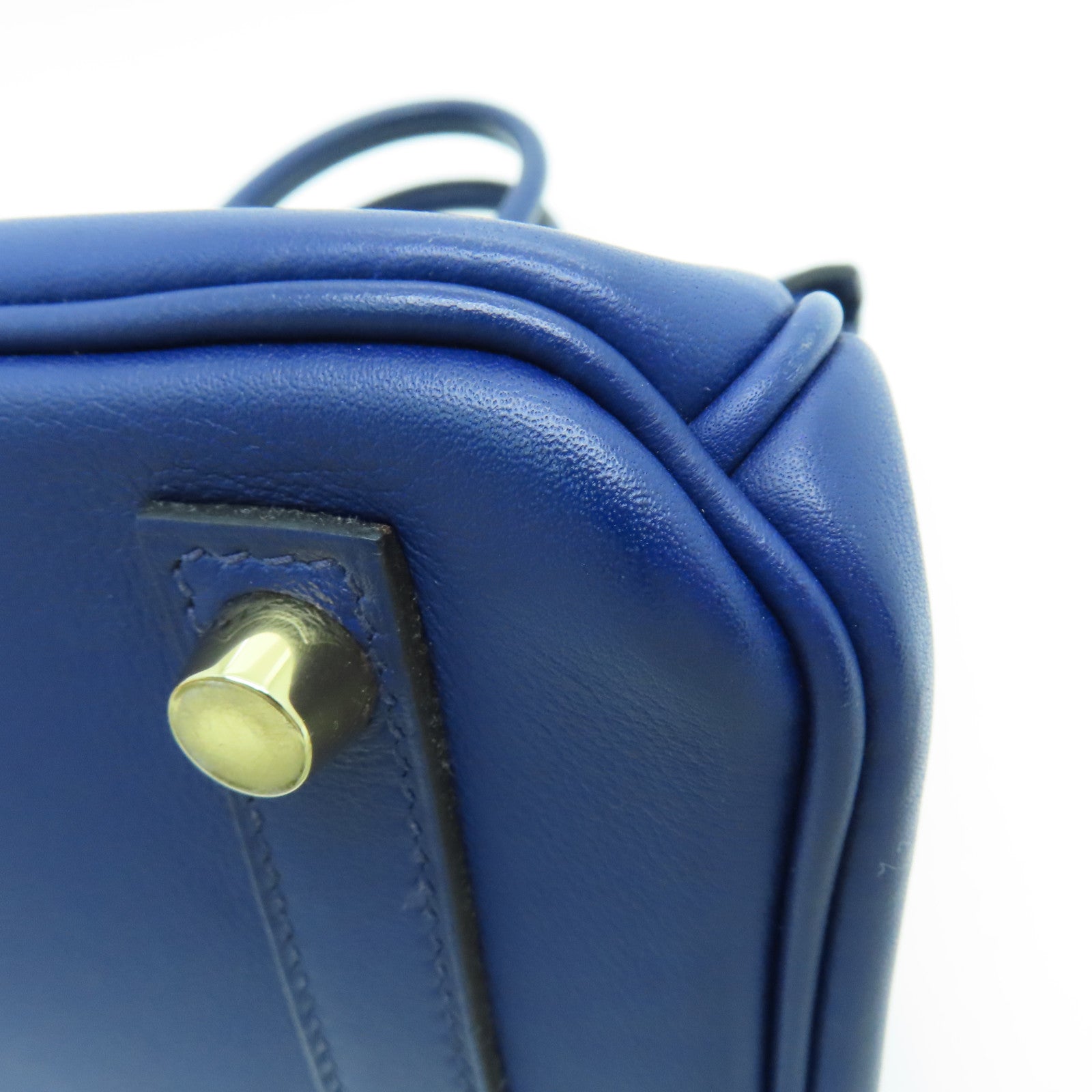 HERMES Swift皮革Birkin 25金扣手挽袋藍色