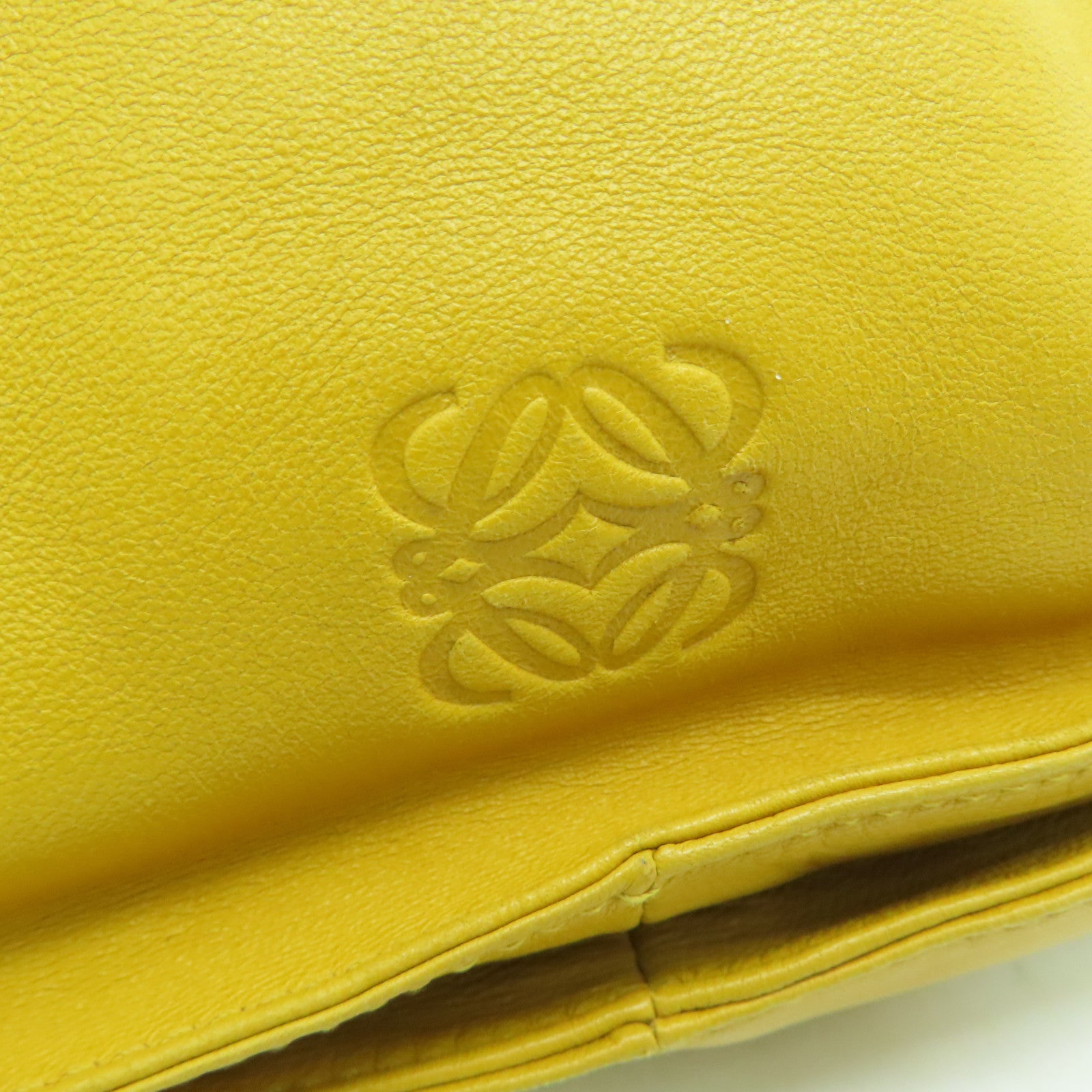 LOEWE [Sharp Discount] Sheepskin Leather Bolso Flamenco 30 Silver Buckle Shoulder Bag Mustard Color