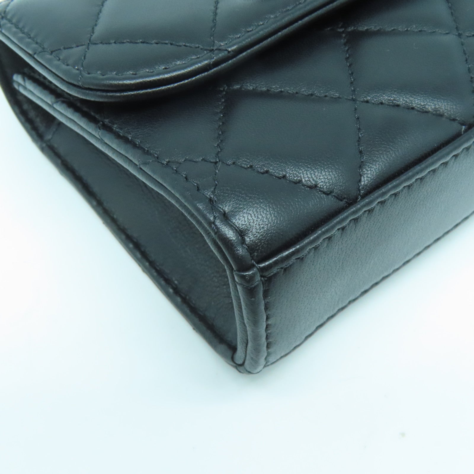 CHANEL 菱格羊皮皮革Chain Shoulder Bag鏈帶肩背袋黑色