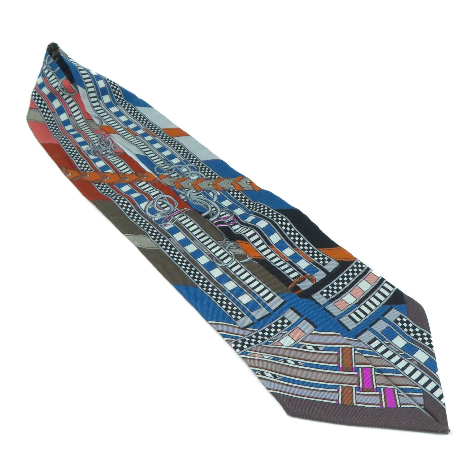 HERMES Silk Twilly Scarf Brown