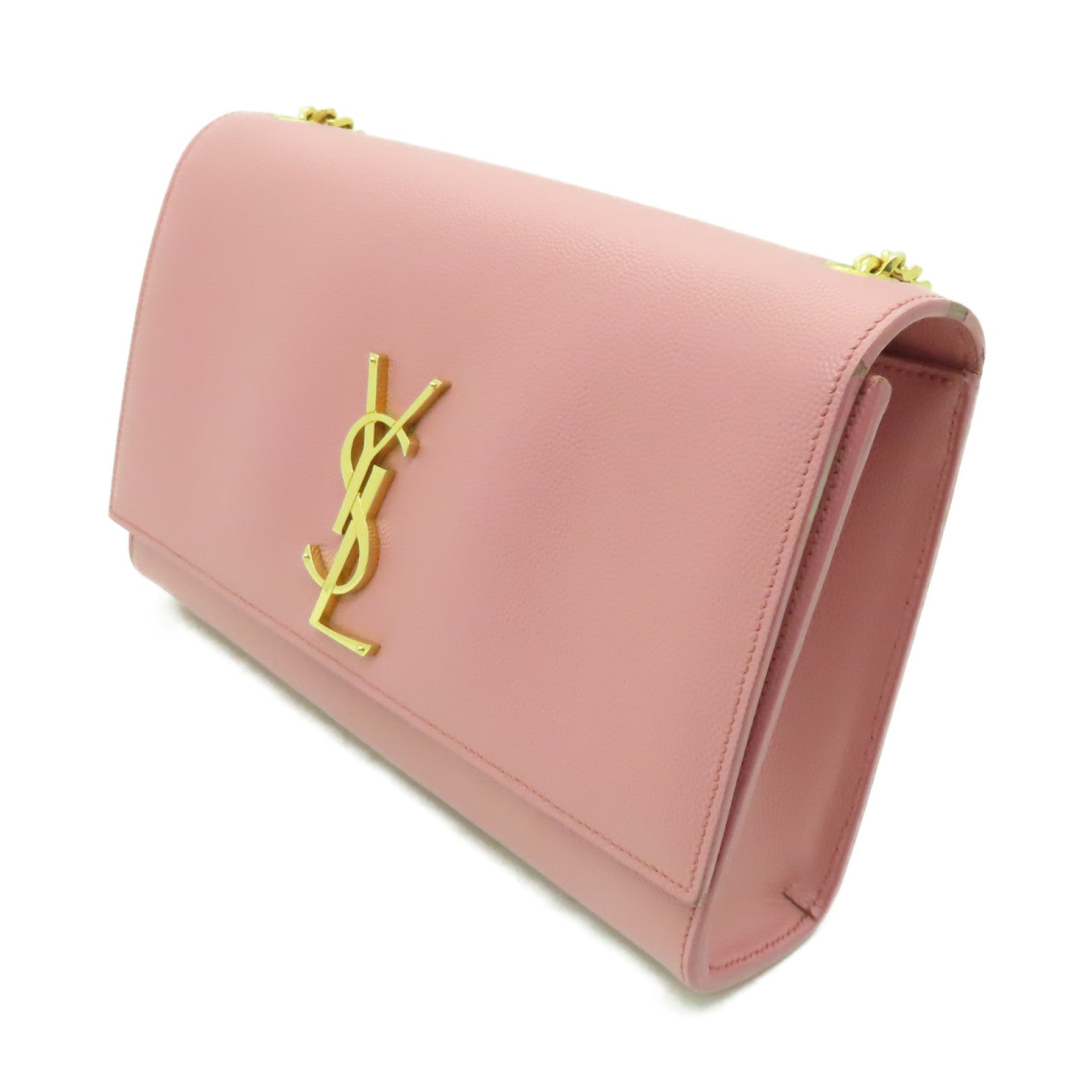 SAINT LAURENT 牛皮皮革Shoulder Bag金扣鏈帶肩背袋粉紅色