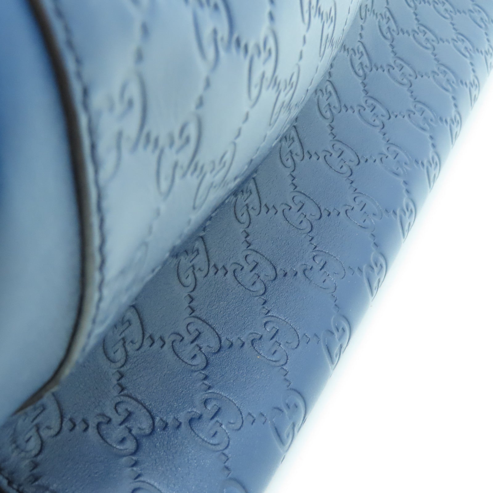 GUCCI 牛皮皮革Tote Bag金扣手挽袋藍色