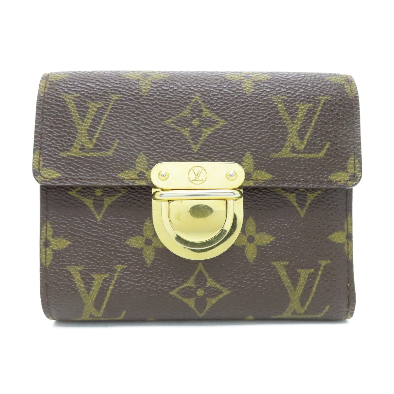 LOUIS VUITTON Monogram Portefeuilie金扣錢包啡色