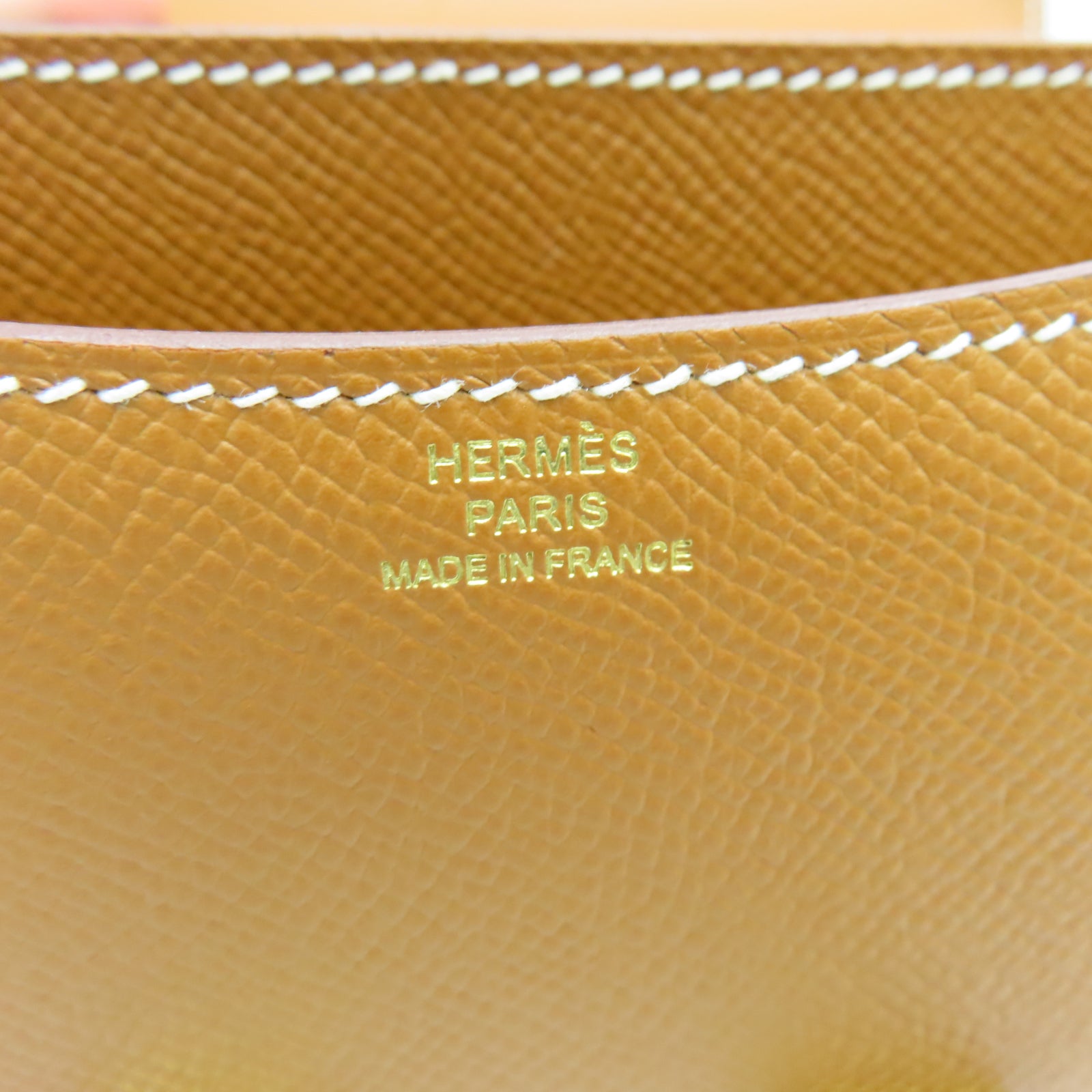 HERMES Veau Epsom皮革Constance Mini金扣肩背袋棕色