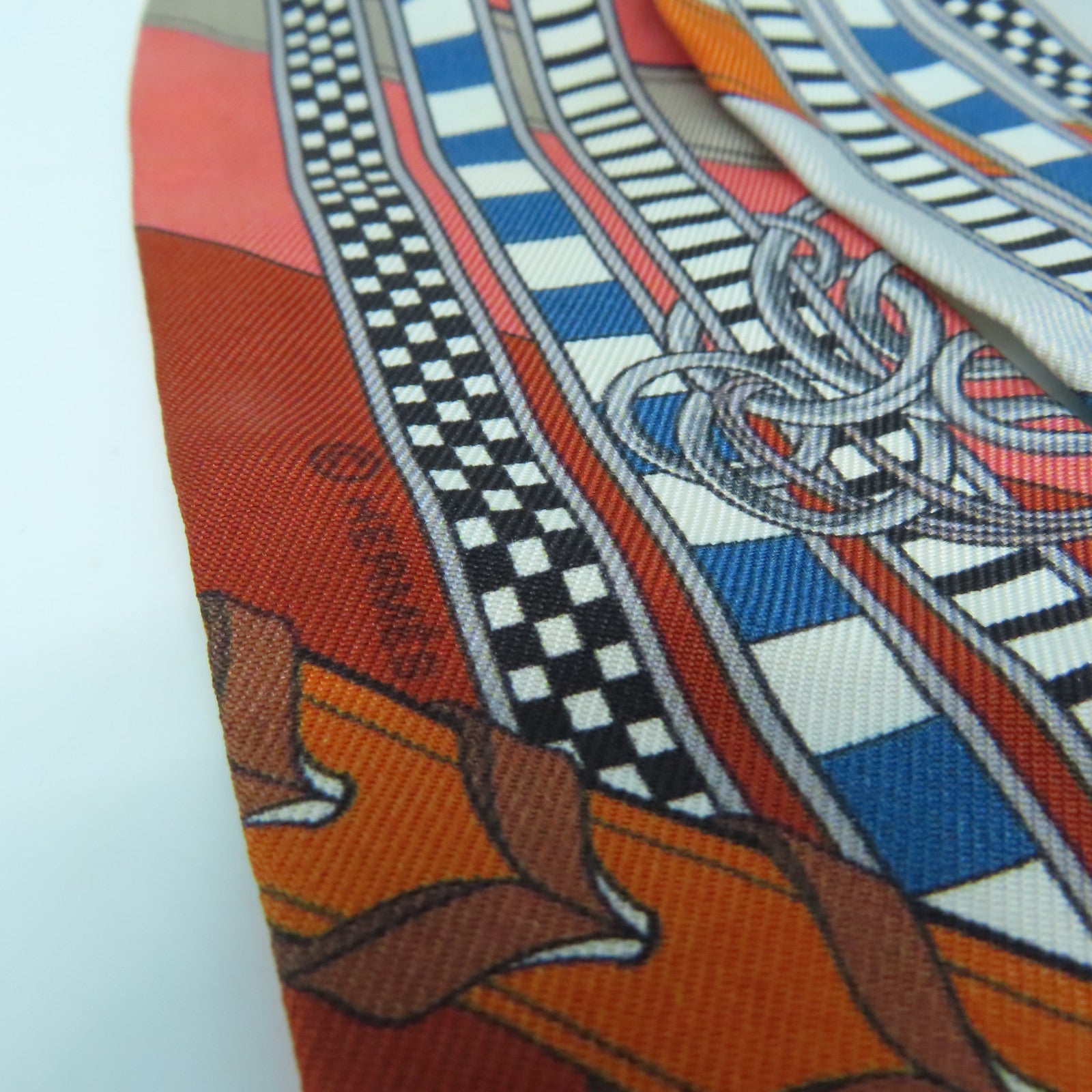 HERMES Silk Twilly Scarf Brown