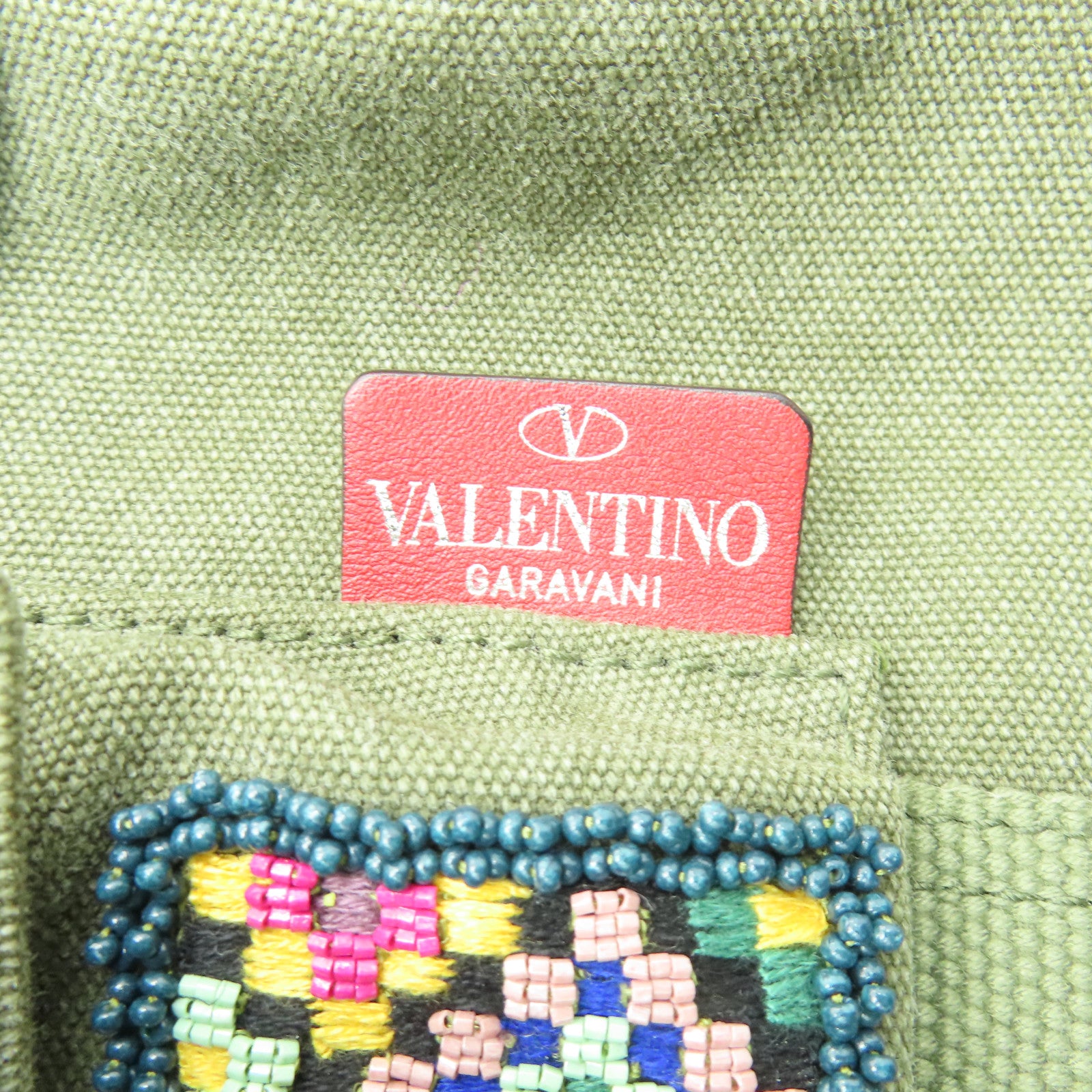 Valentino 帆布Tote Bag銀扣手挽袋綠色