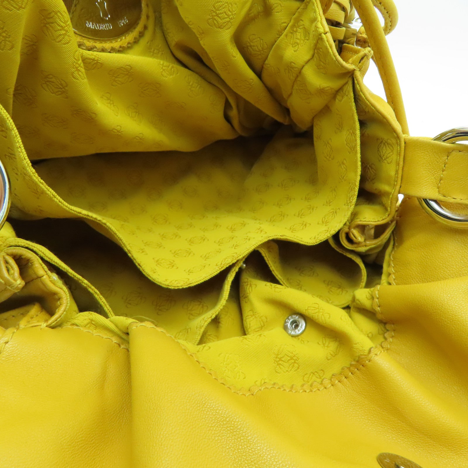 LOEWE [Sharp Discount] Sheepskin Leather Bolso Flamenco 30 Silver Buckle Shoulder Bag Mustard Color