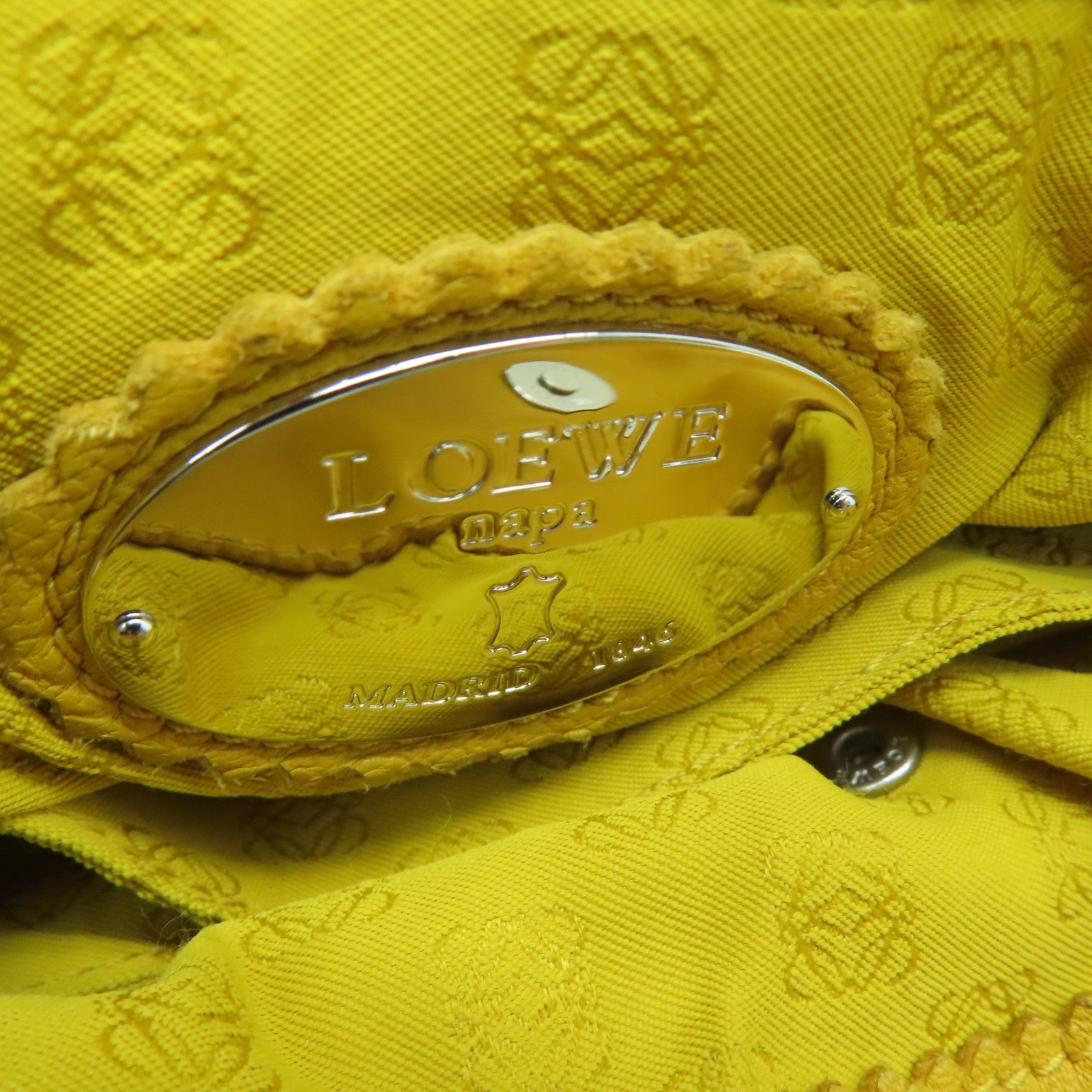 LOEWE [Sharp Discount] Sheepskin Leather Bolso Flamenco 30 Silver Buckle Shoulder Bag Mustard Color