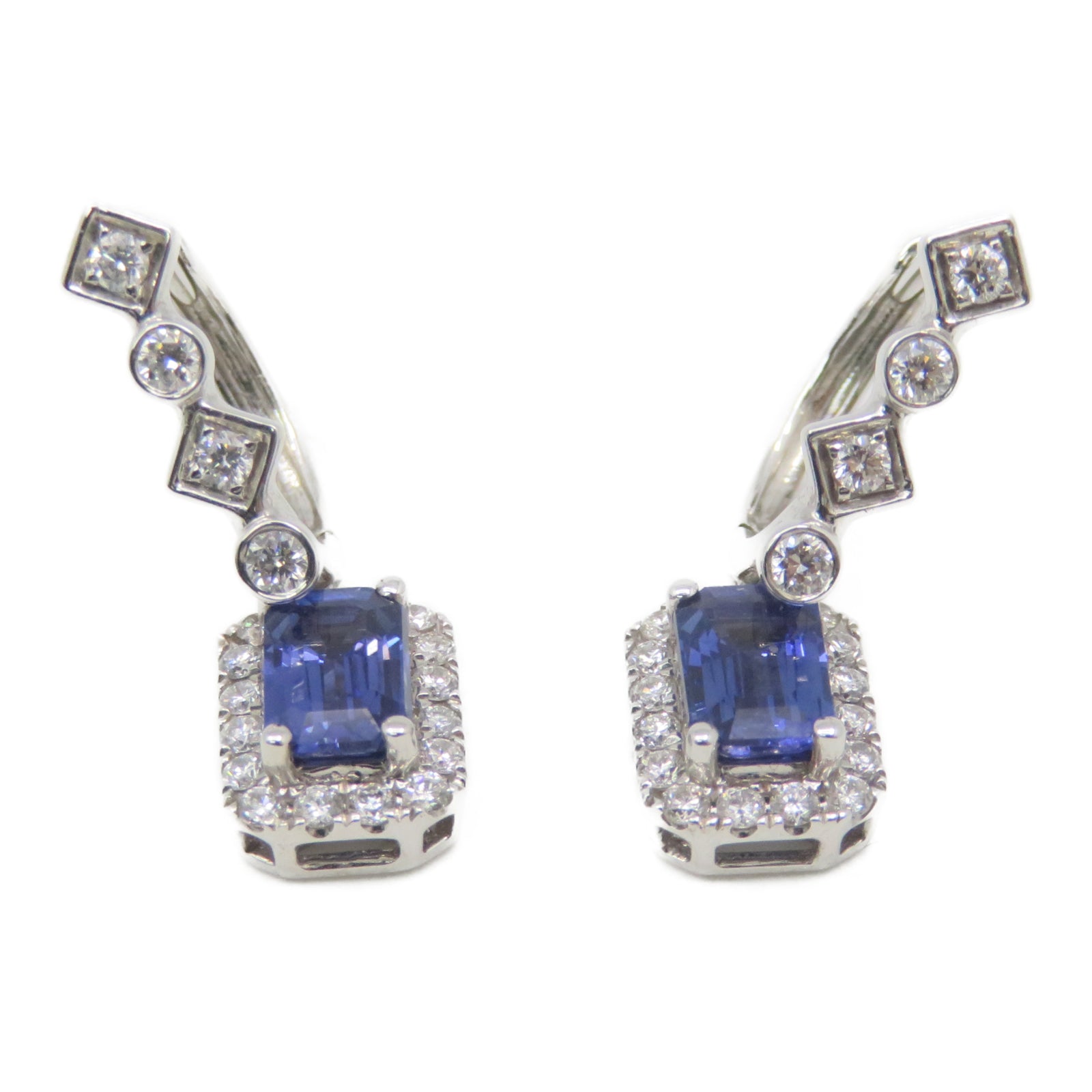 JEWELRY 【激減優惠】18K白金Sapphire Earring 1.28ct藍寶石0.41ct鑽石耳環