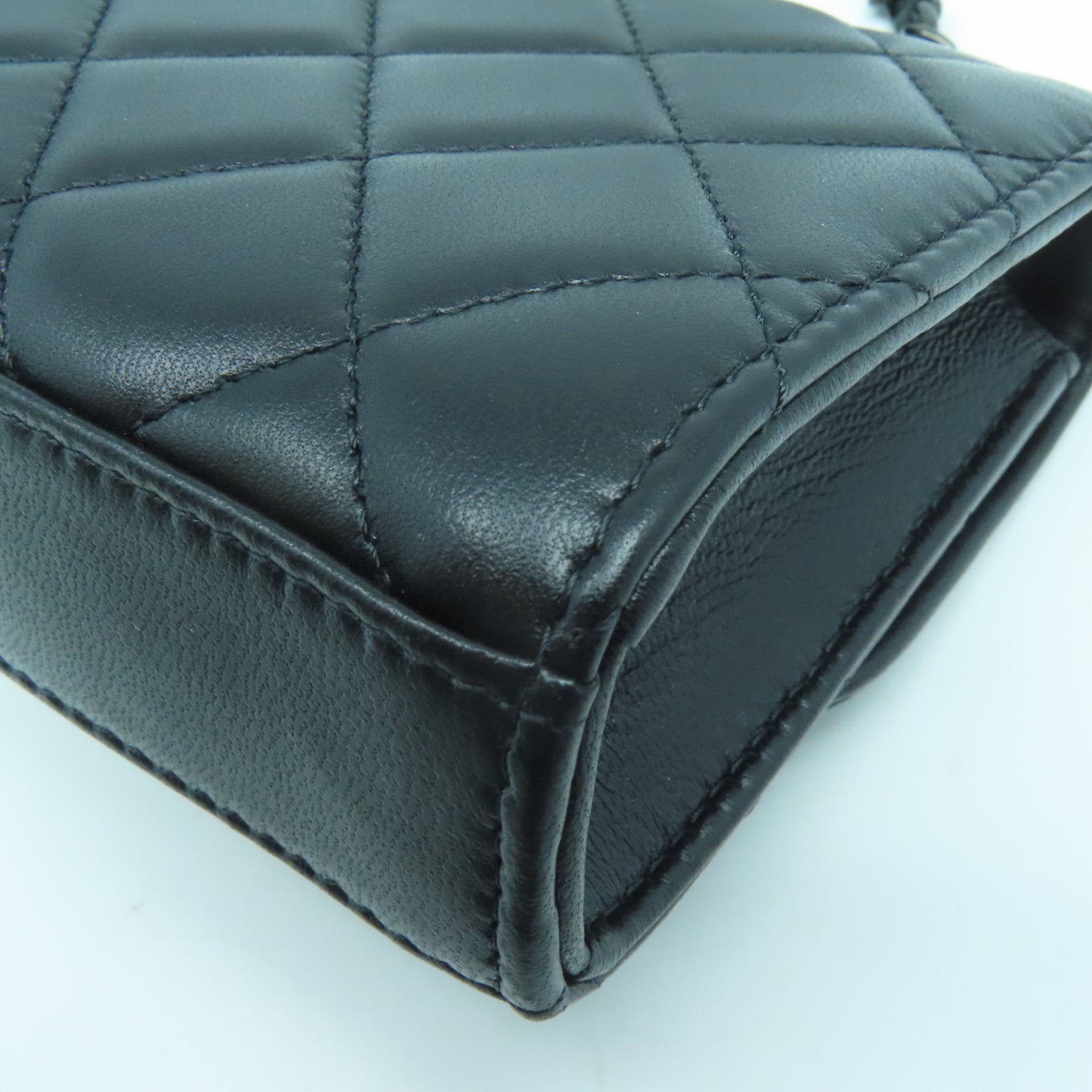 CHANEL 菱格羊皮皮革Chain Shoulder Bag鏈帶肩背袋黑色