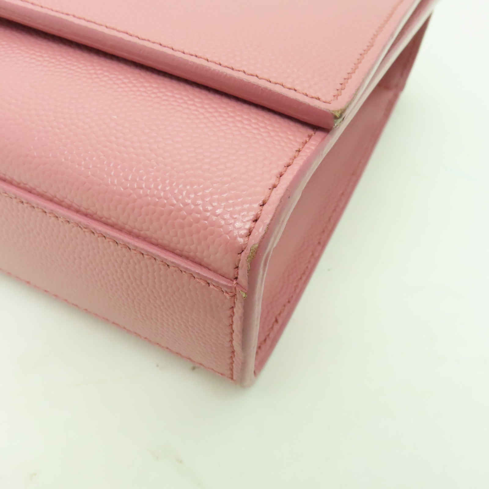 SAINT LAURENT 牛皮皮革Shoulder Bag金扣鏈帶肩背袋粉紅色