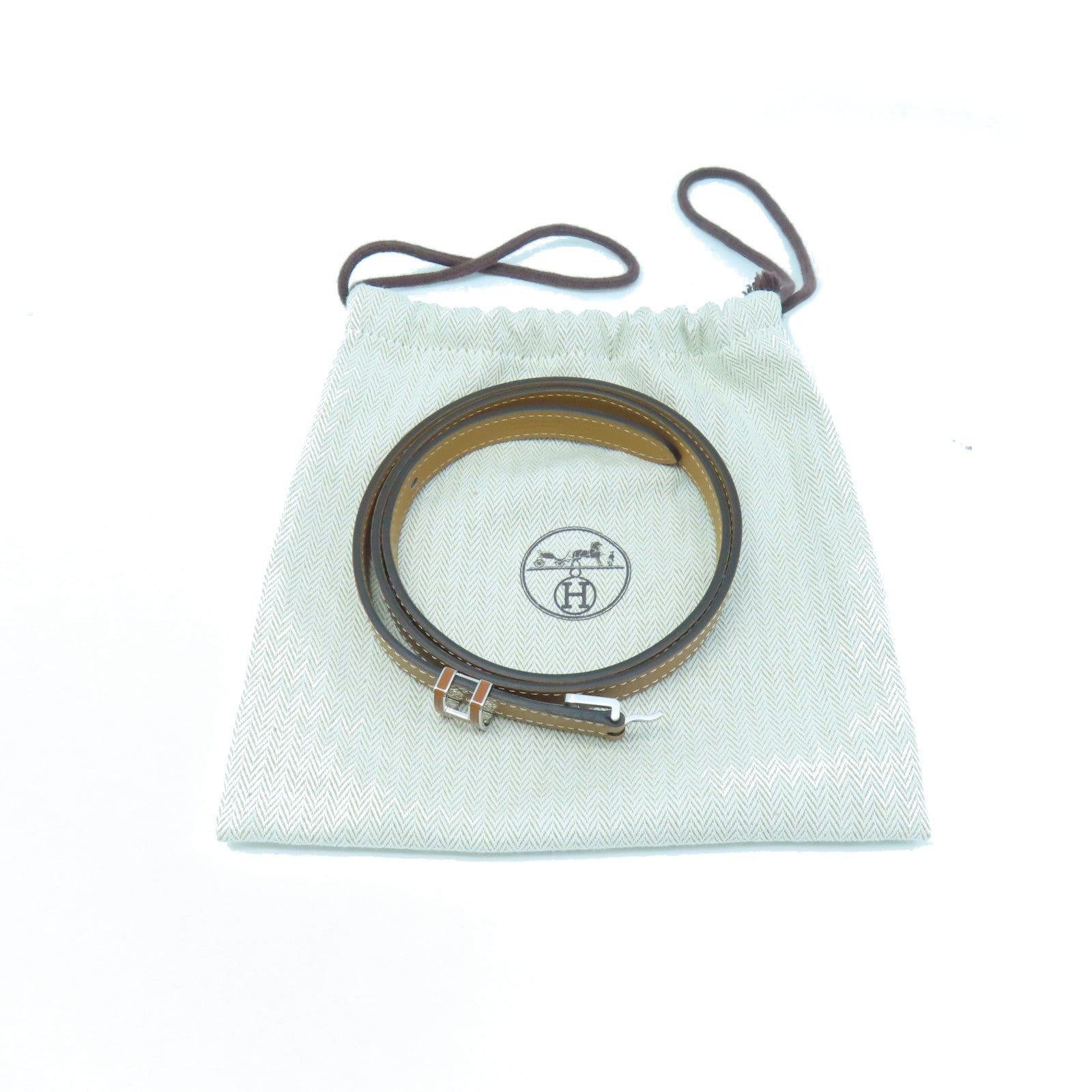 HERMES Veau Epsom Leather Pop H Belt Silver Buckle Belt Brown