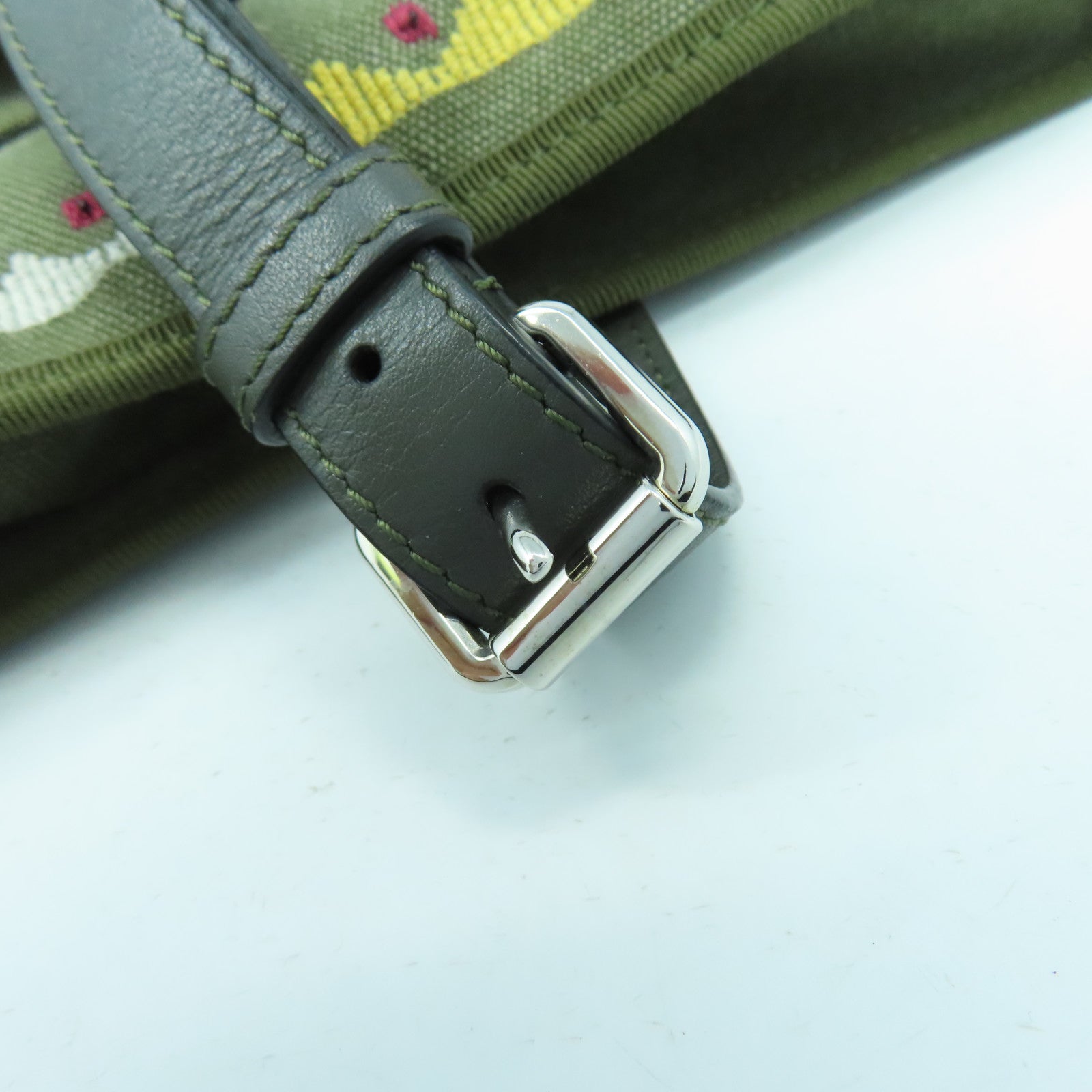 Valentino 帆布Tote Bag銀扣手挽袋綠色
