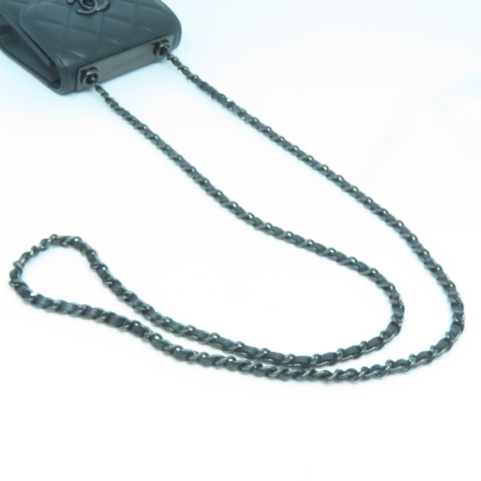 CHANEL 菱格羊皮皮革Chain Shoulder Bag鏈帶肩背袋黑色