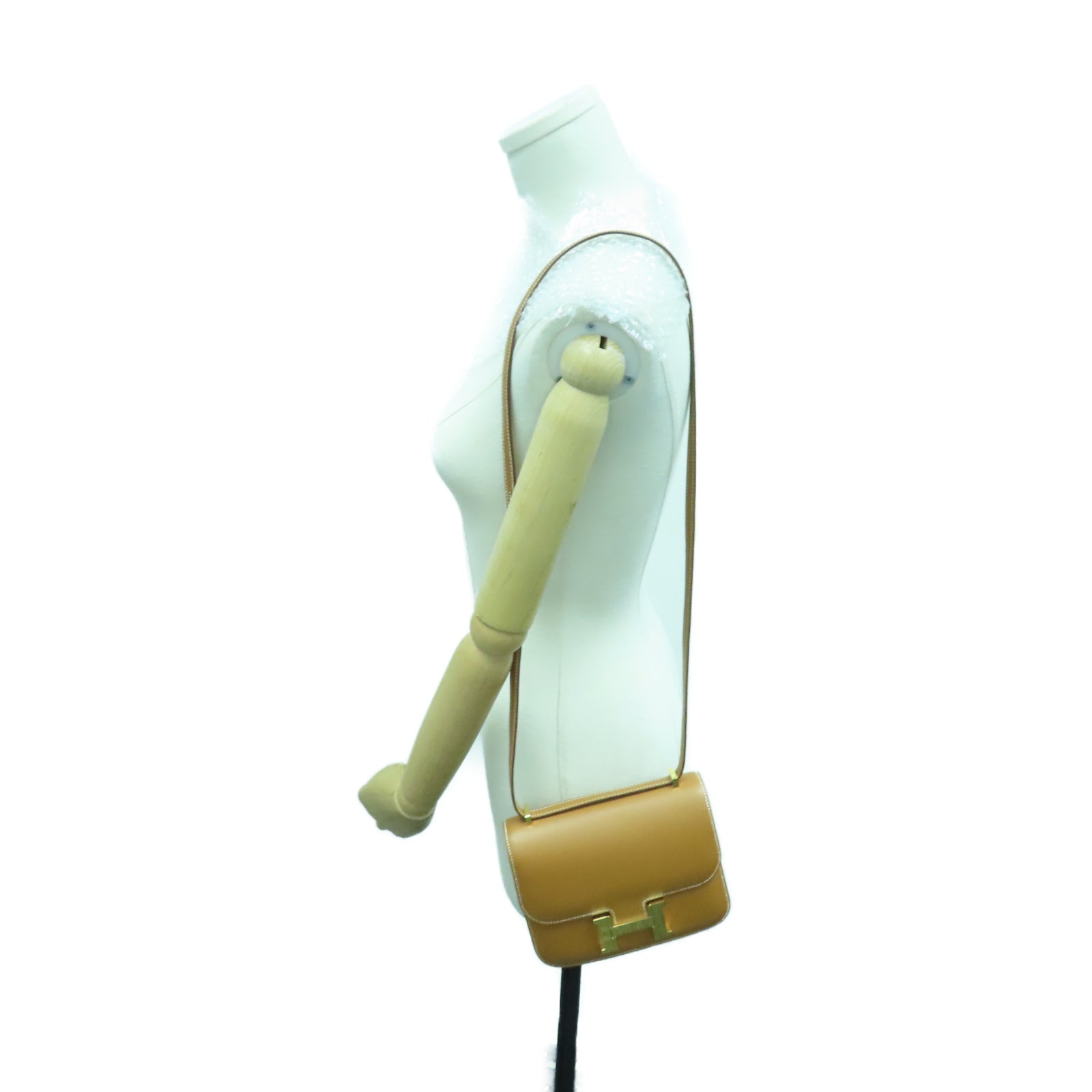 HERMES Veau Epsom皮革Constance Mini金扣肩背袋棕色