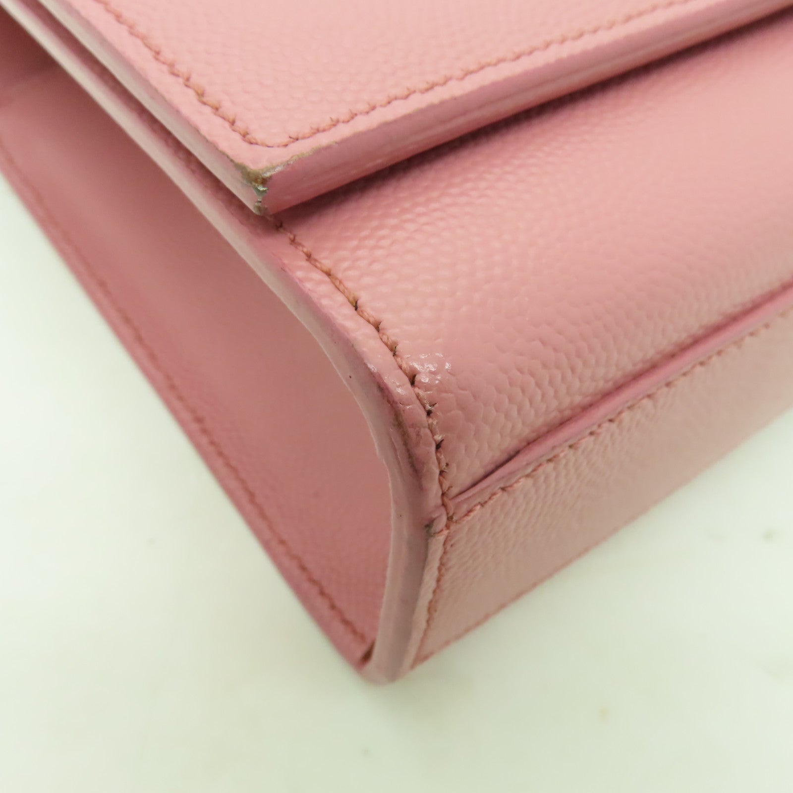 SAINT LAURENT 牛皮皮革Shoulder Bag金扣鏈帶肩背袋粉紅色