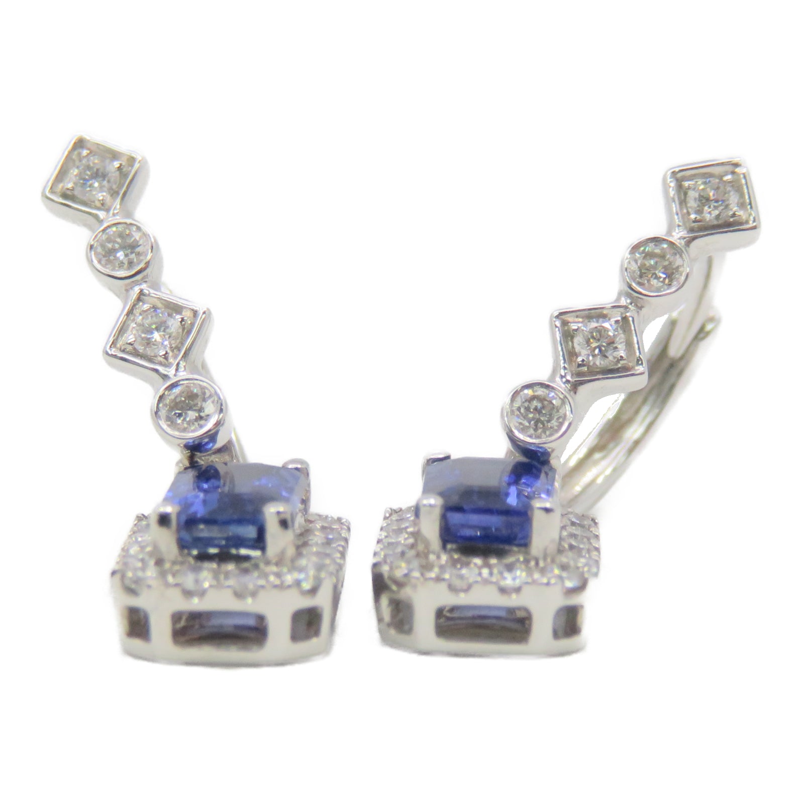 JEWELRY 【激減優惠】18K白金Sapphire Earring 1.28ct藍寶石0.41ct鑽石耳環