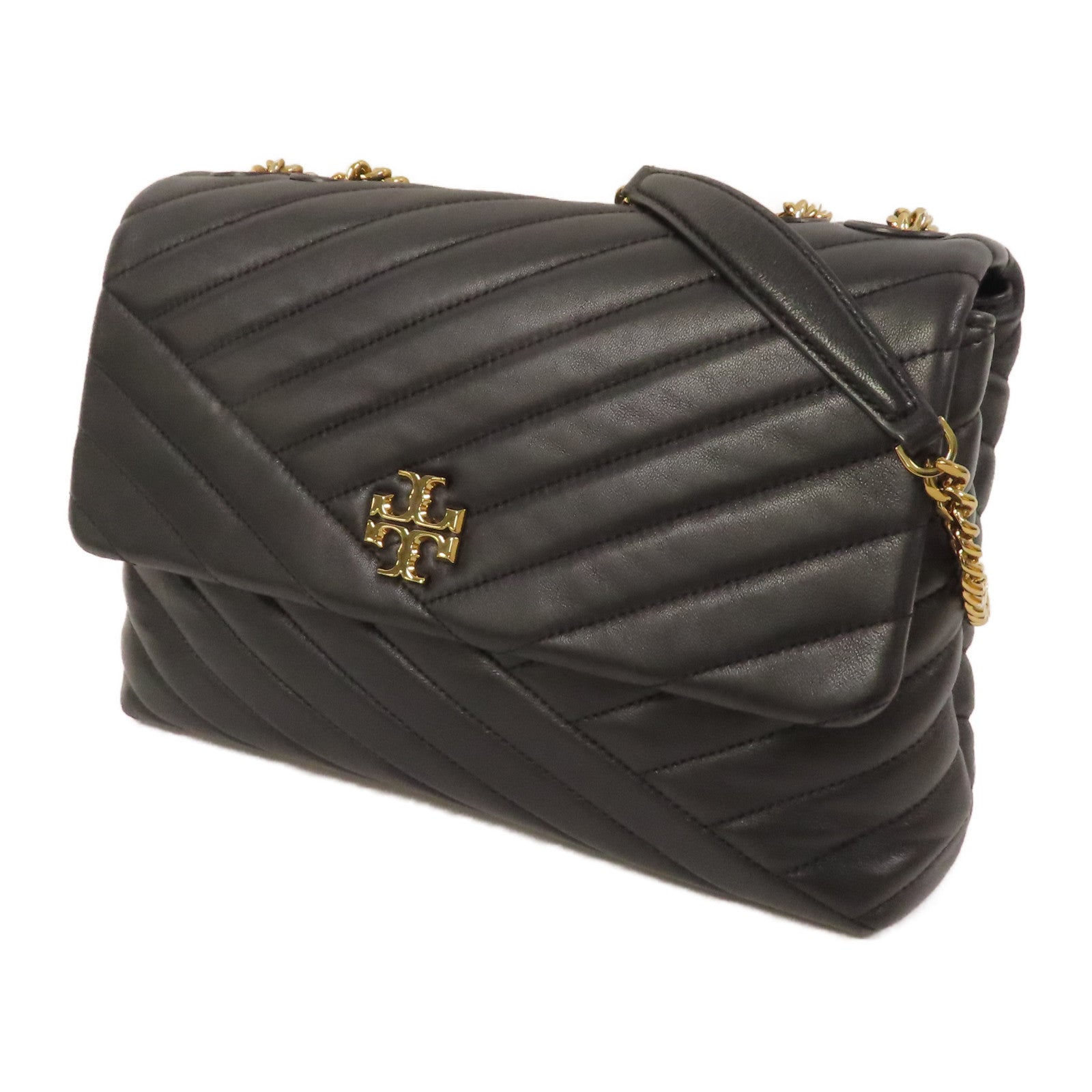 Tory Burch 牛皮皮革Shoulder Bag金扣鏈帶肩背袋黑色