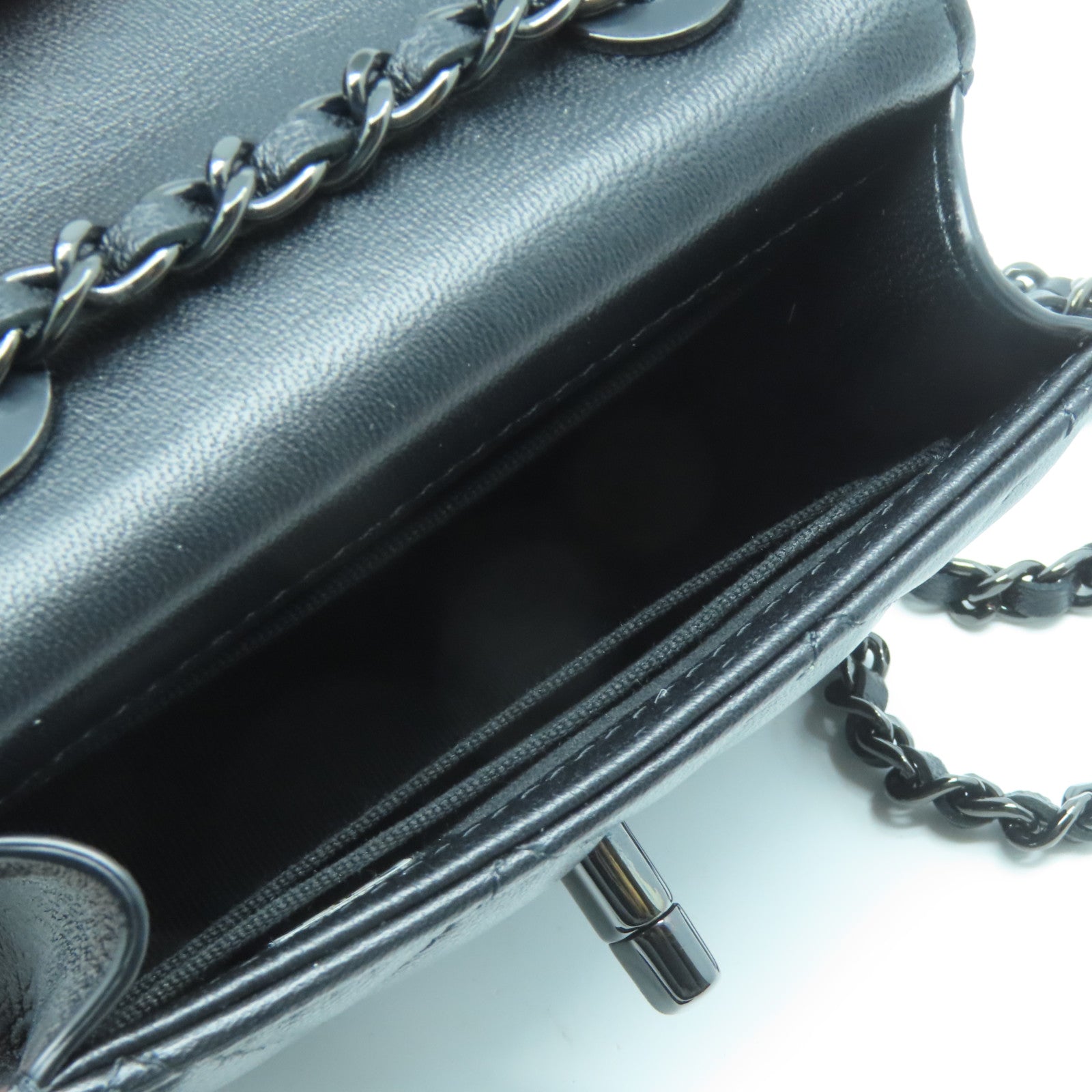 CHANEL 菱格羊皮皮革Chain Shoulder Bag鏈帶肩背袋黑色