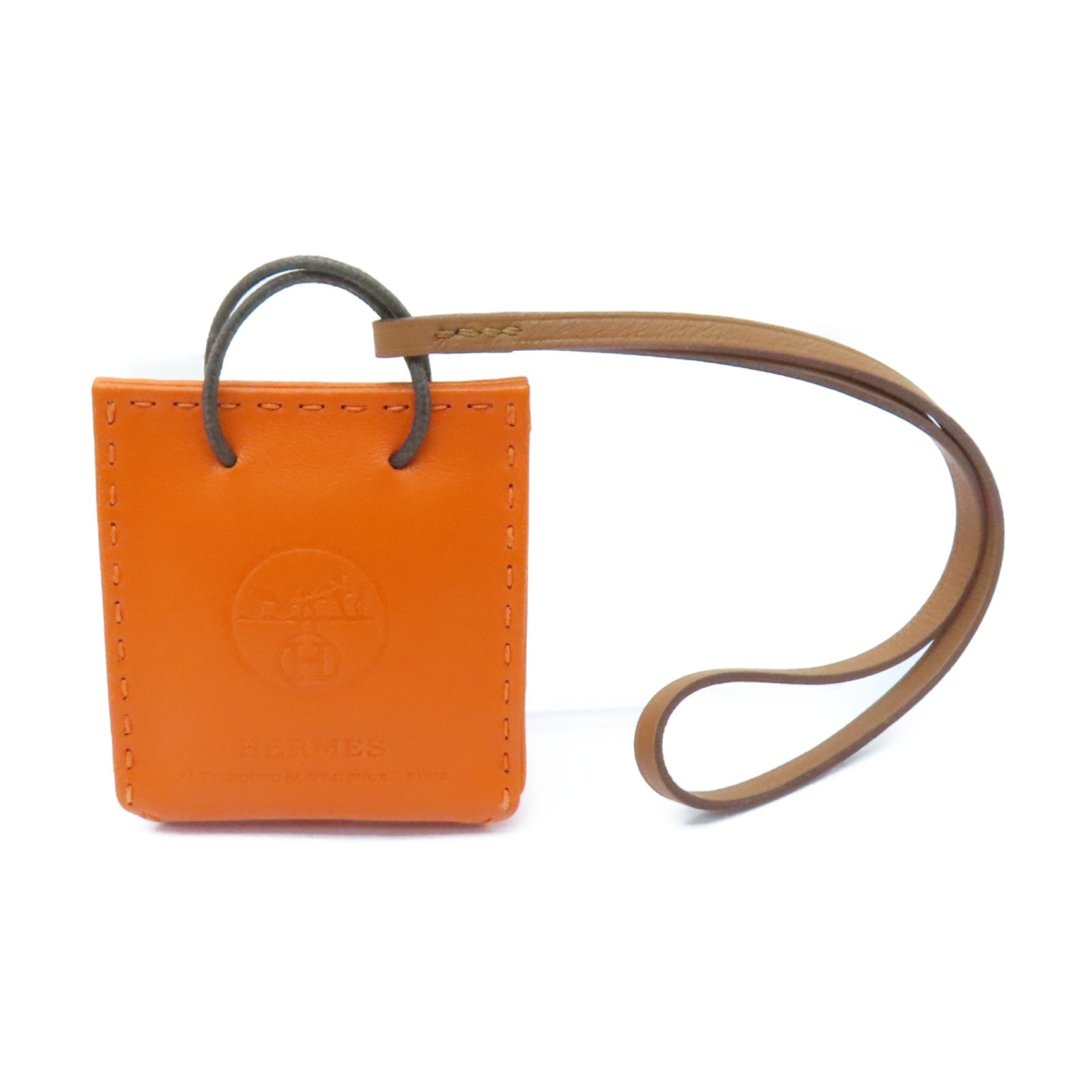 HERMES Swift皮革Bag Charm掛飾Orange橙色